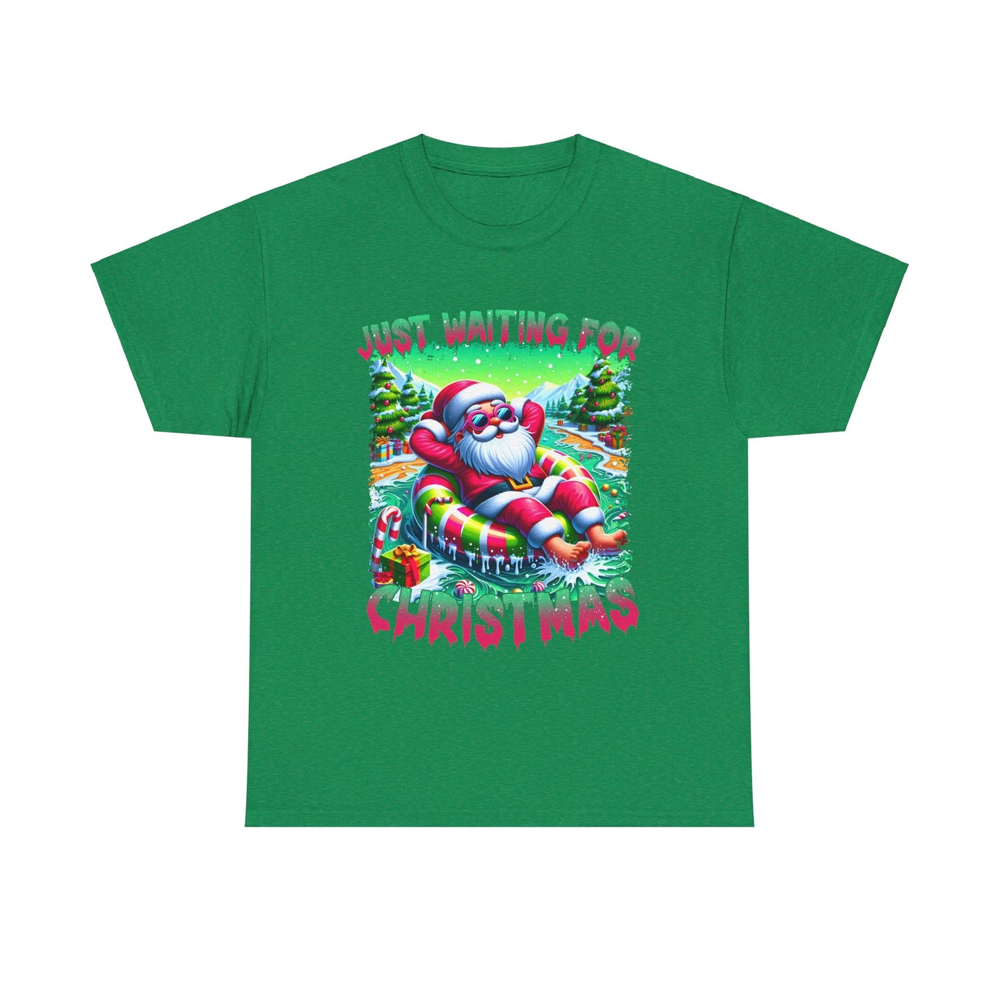 Unisex Heavy Cotton Tee - Just Waiting for Christmas Design