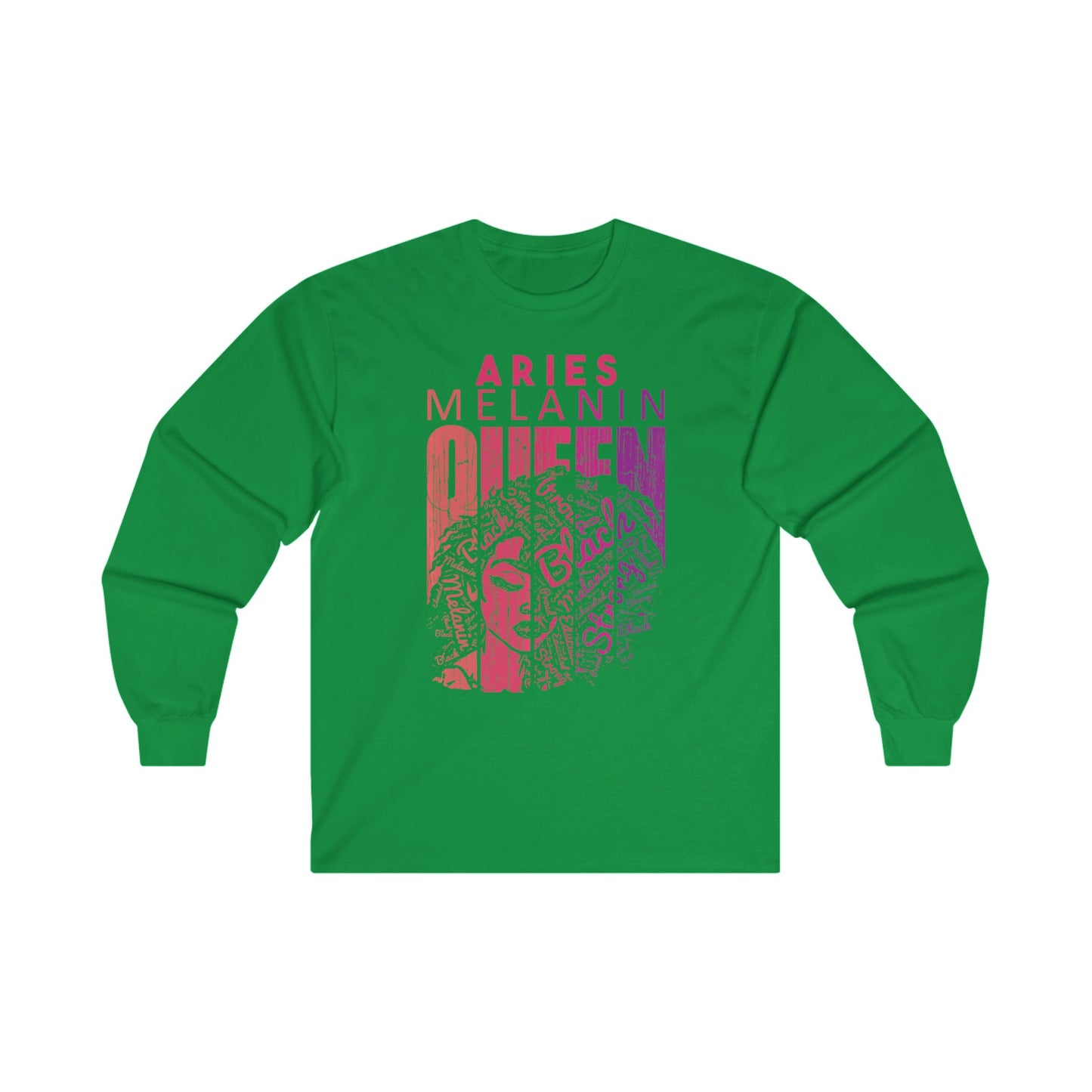 Aries Melanin Queen Long Sleeve Tee - Unisex Ultra Cotton Shirt
