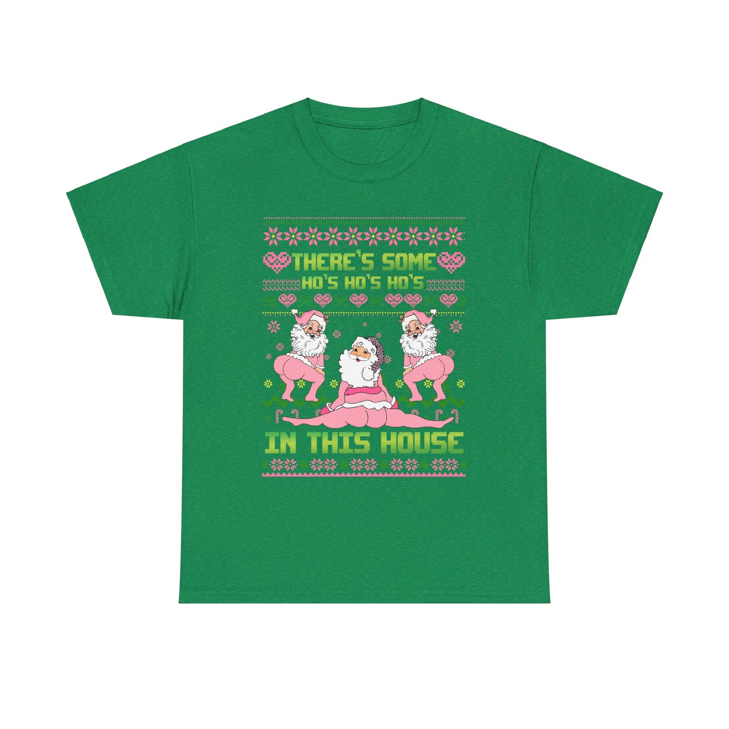 Funny Christmas Unisex Heavy Cotton Tee - "There's Some Ho's Ho's Ho's in This House"