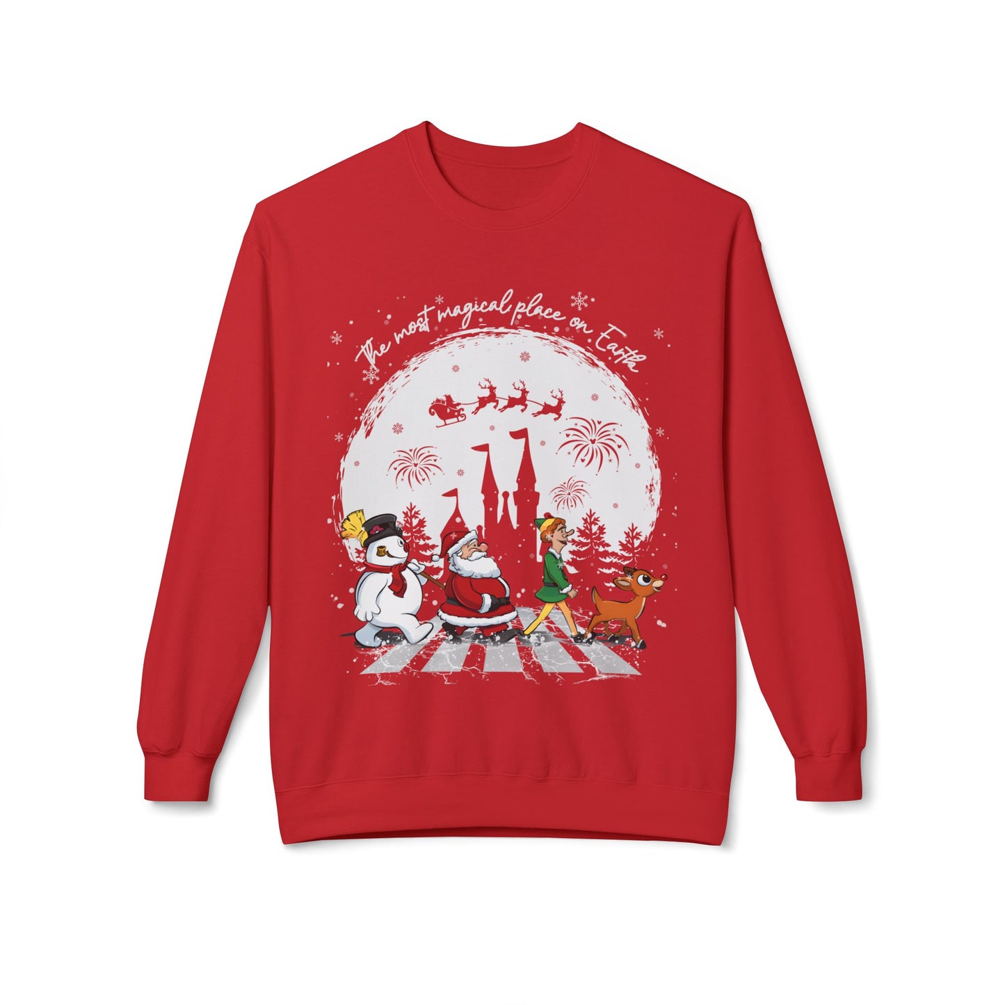 "A Very Magical Place on Earth" Holiday Crewneck Sweatshirt - Unisex Midweight Fleece