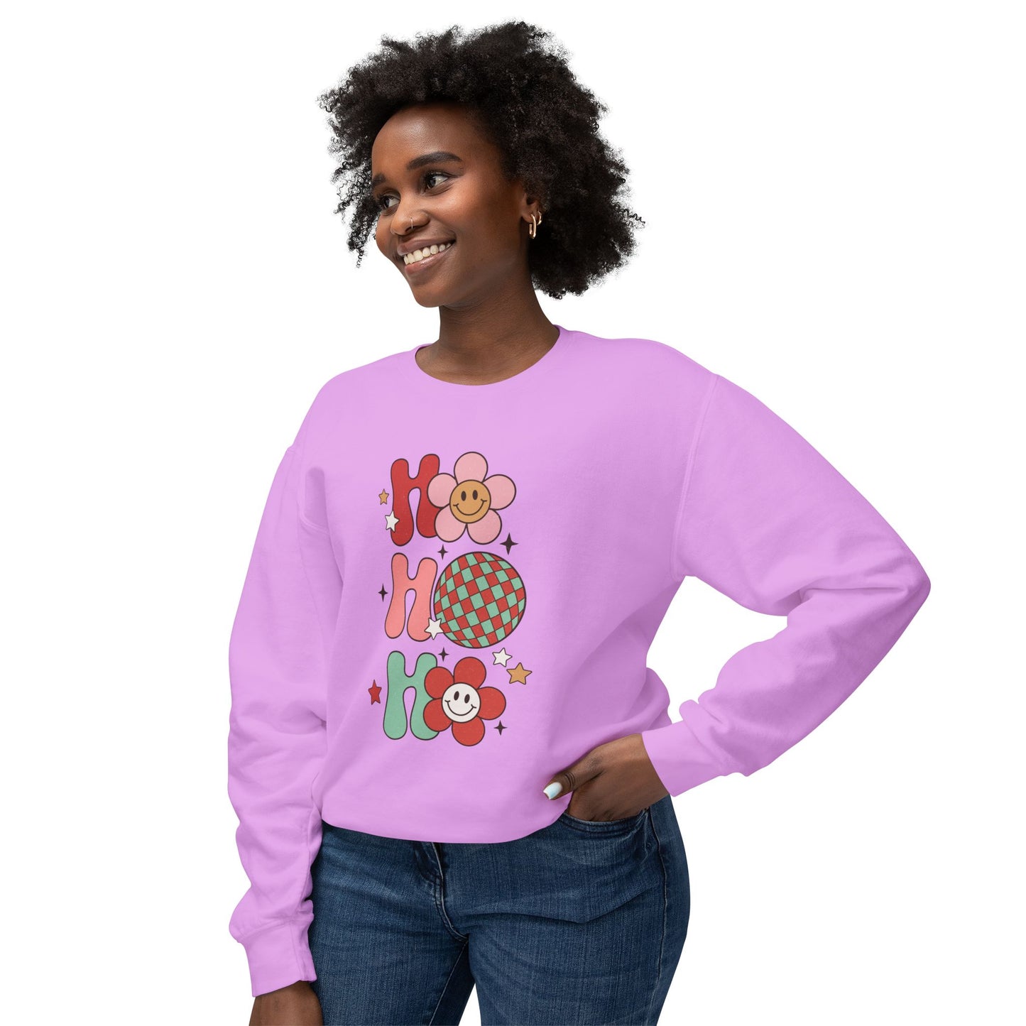 Festive Unisex Crewneck Sweatshirt - 'Ho Ho Ho' & 'Holly Jolly Babe' Design