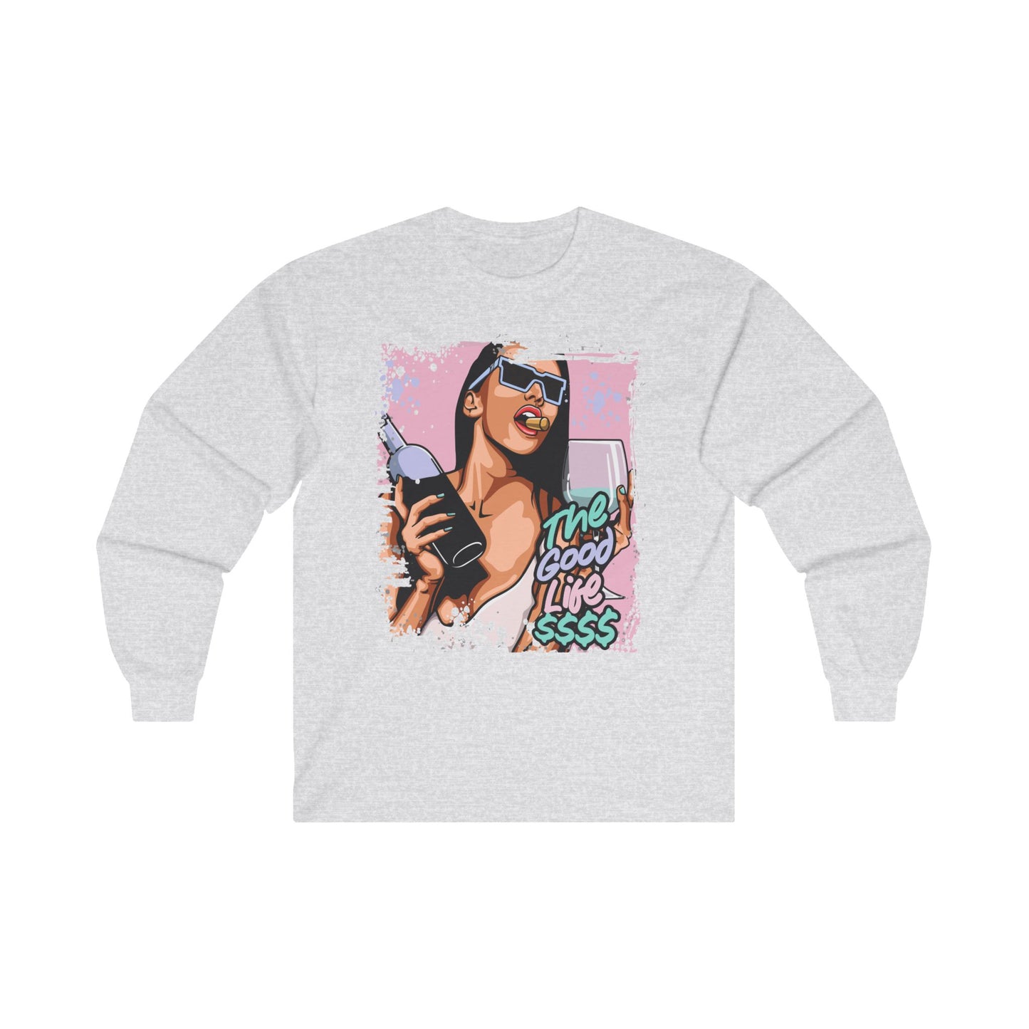 The Good Life Unisex Long Sleeve Tee - Fun Red Graphic Shirt