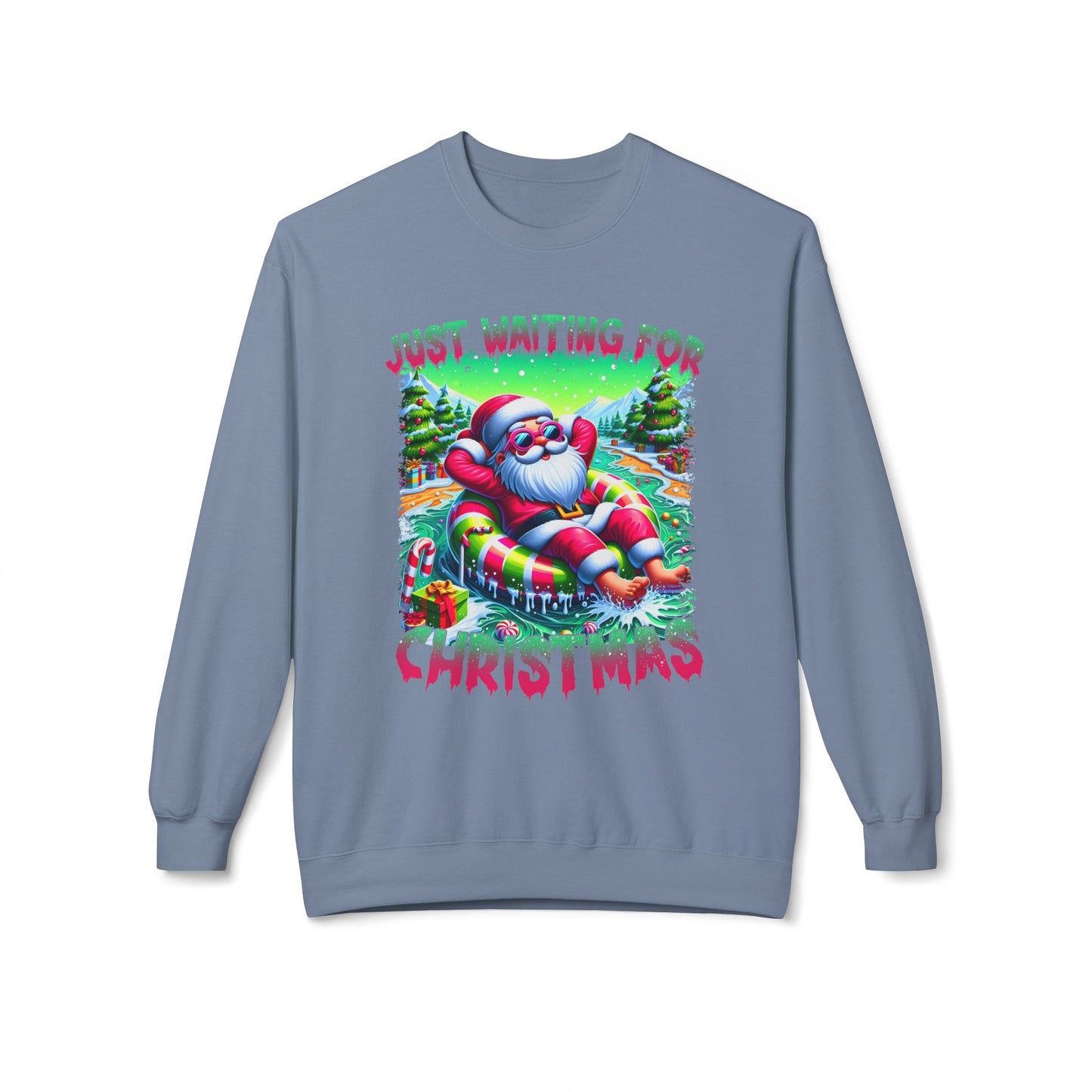 Just Waiting For Christmas Midweight Softstyle Fleece Crewneck Sweatshirt