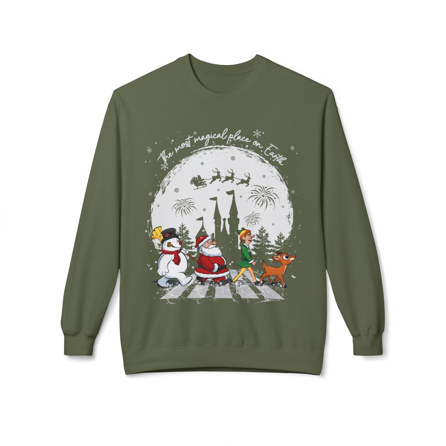"A Very Magical Place on Earth" Holiday Crewneck Sweatshirt - Unisex Midweight Fleece