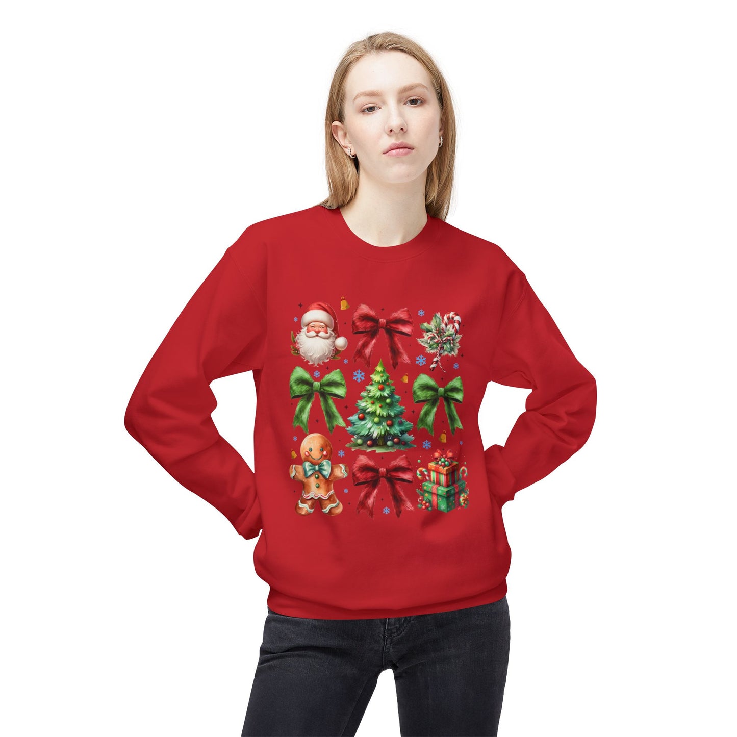 Festive Fleece Crewneck Sweatshirt - Christmas Cheer Design