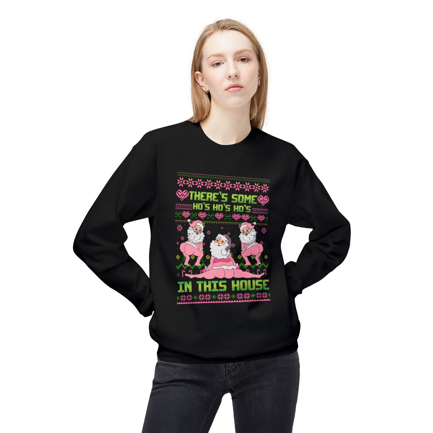 There's Some Ho Ho Ho's In This House Unisex MidWeight Softstyle Fleece Crewneck Sweatshirt