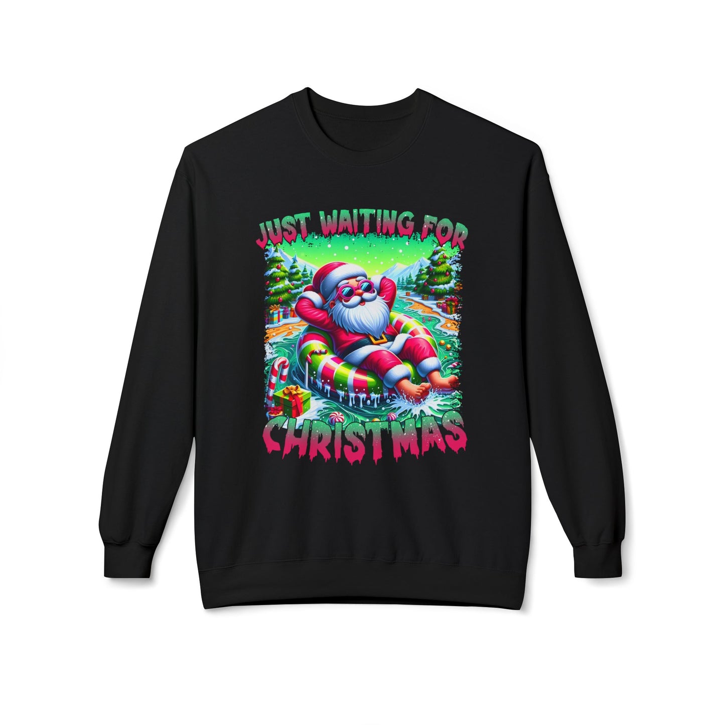 Just Waiting For Christmas Midweight Softstyle Fleece Crewneck Sweatshirt