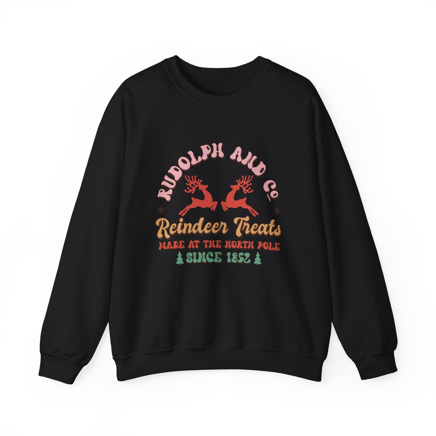 Christmas Crewneck Sweatshirt - Rudolph & Santa's Reindeer Treats Design