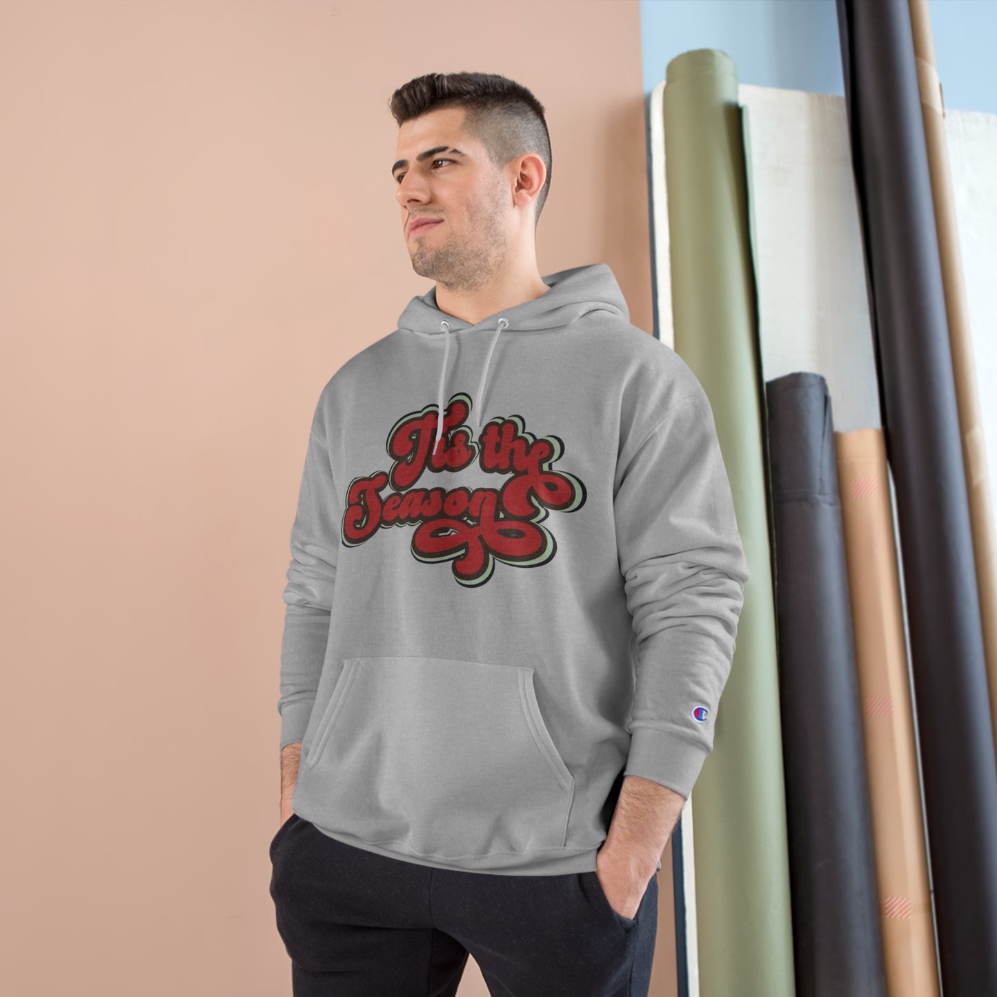 Festive Champion Hoodie - 'Tis the Season Christmas Sweatshirt