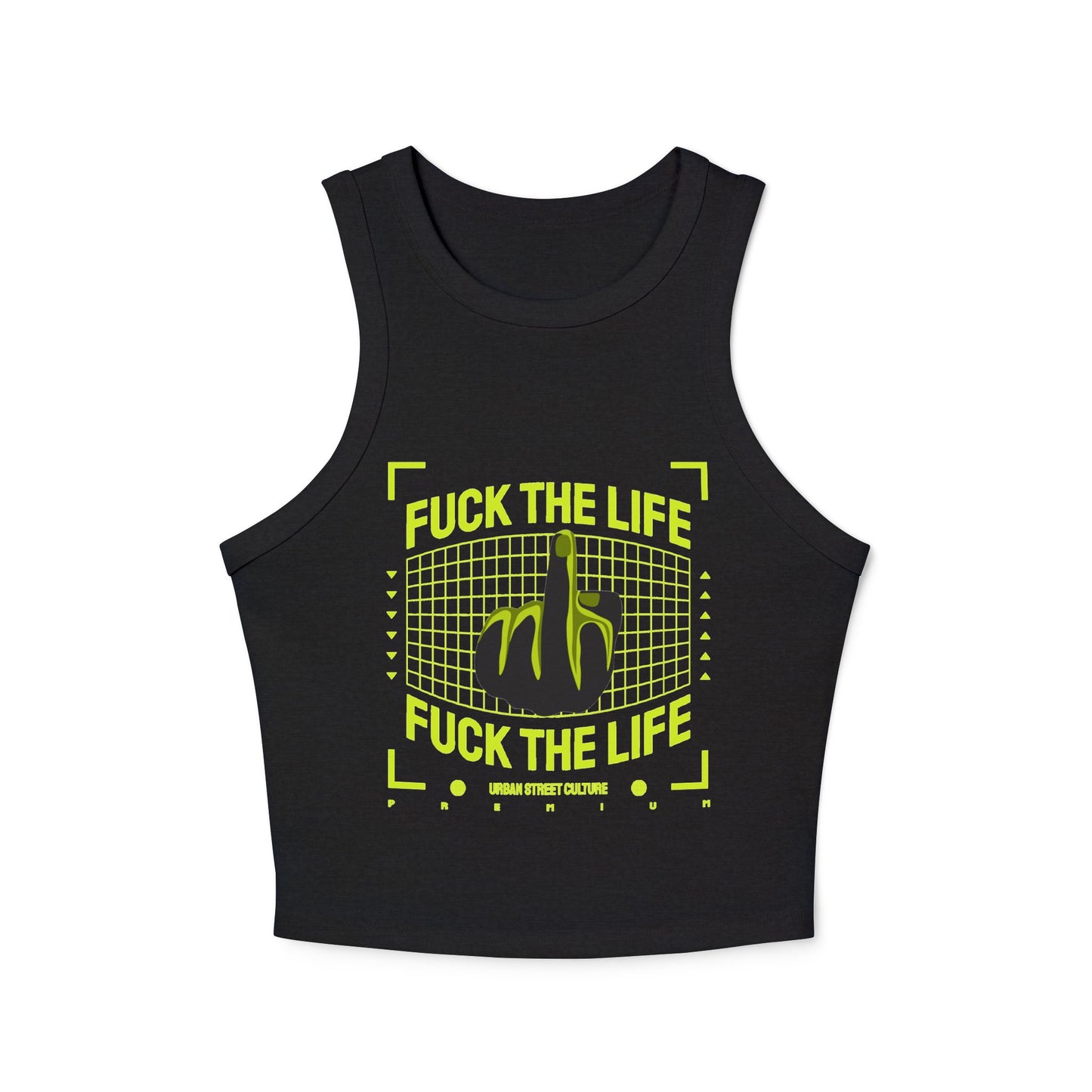 Graphic Racer Tank Top - "Fuck the Life" Design for Confident Women