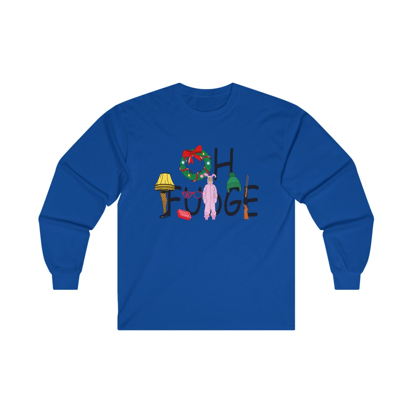 Funny Holiday 'OH FUDGE' Unisex Long Sleeve Tee
