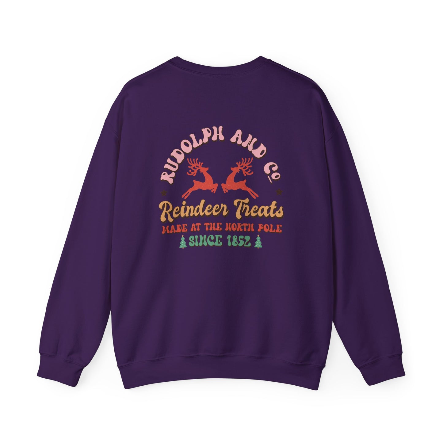 Unisex Christmas Crewneck Sweatshirt - Rudolph & Santa's Reindeer Treats Design