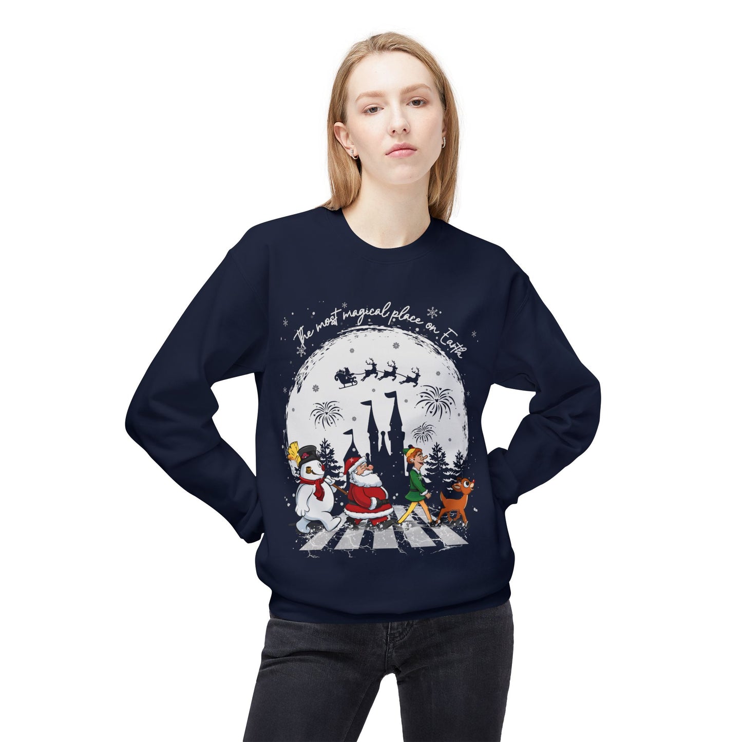 "A Very Magical Place on Earth" Holiday Crewneck Sweatshirt - Unisex Midweight Fleece