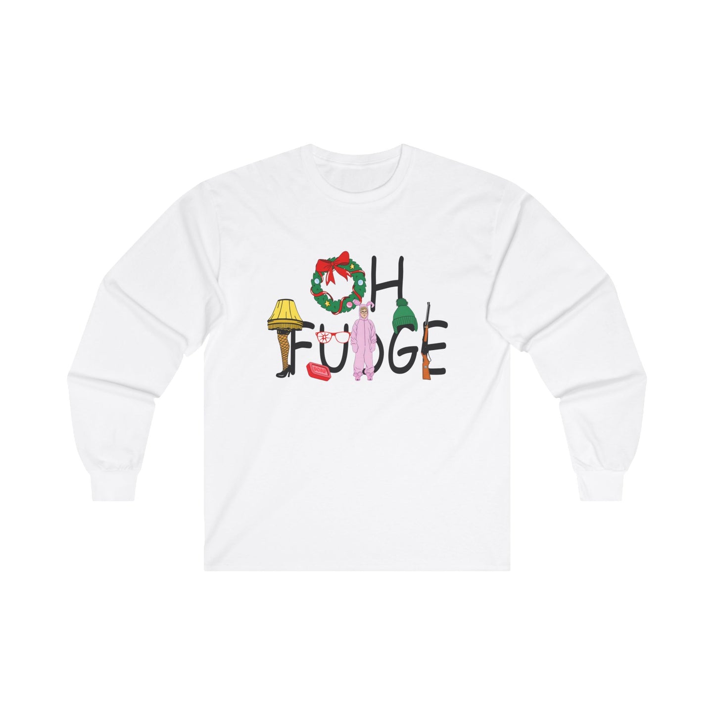 Funny Holiday 'OH FUDGE' Unisex Long Sleeve Tee
