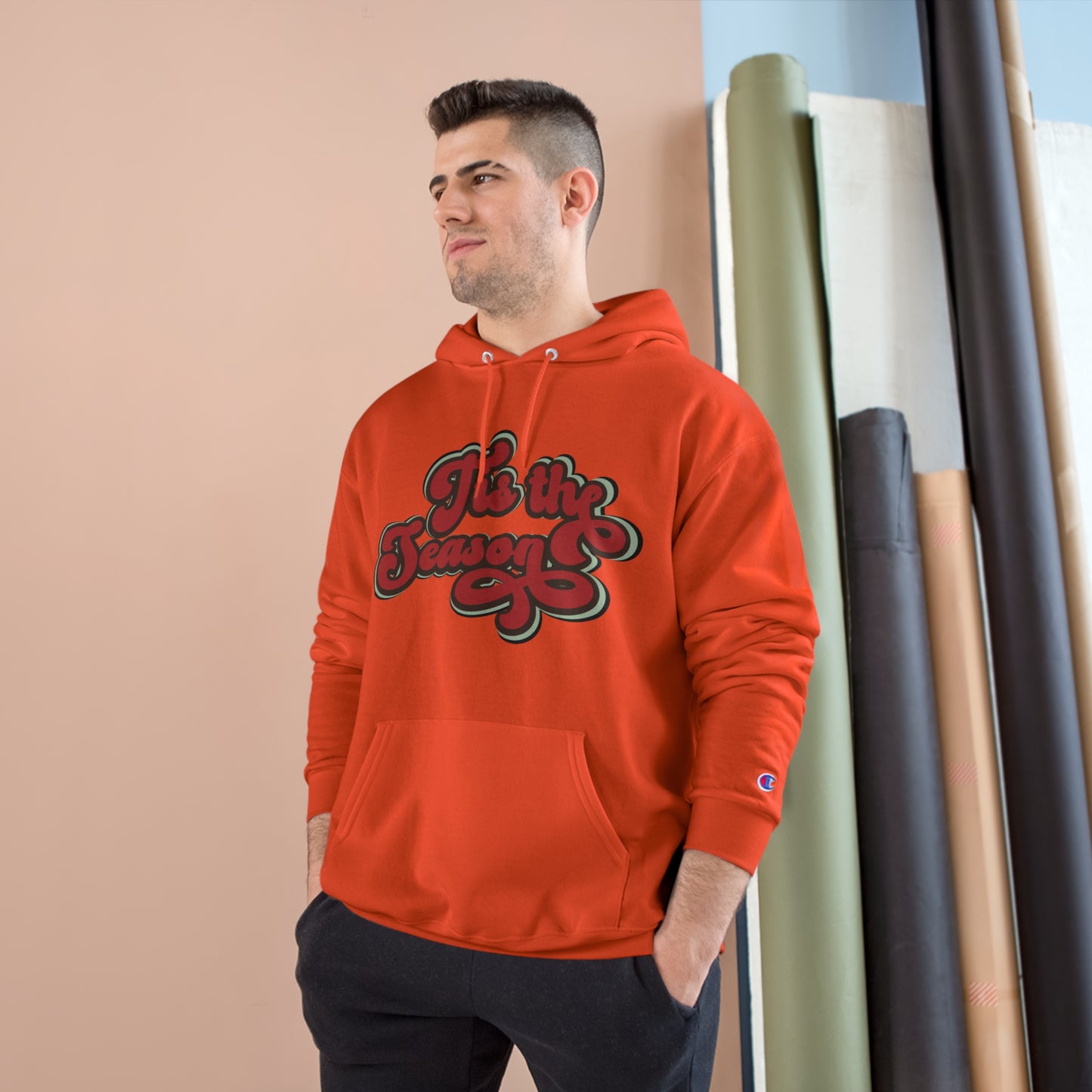 Festive Champion Hoodie - 'Tis the Season Christmas Sweatshirt