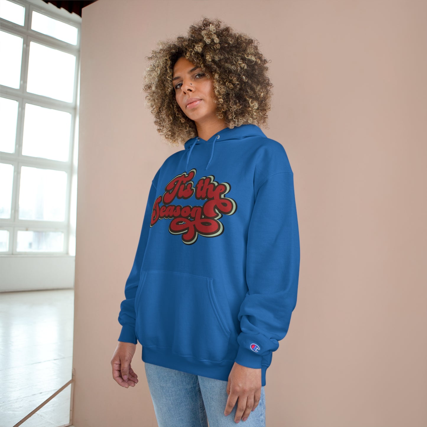 Festive Champion Hoodie - 'Tis the Season Christmas Sweatshirt