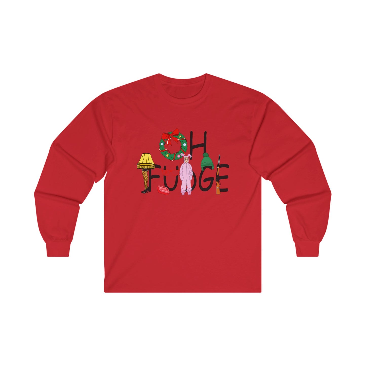 Funny Holiday 'OH FUDGE' Unisex Long Sleeve Tee