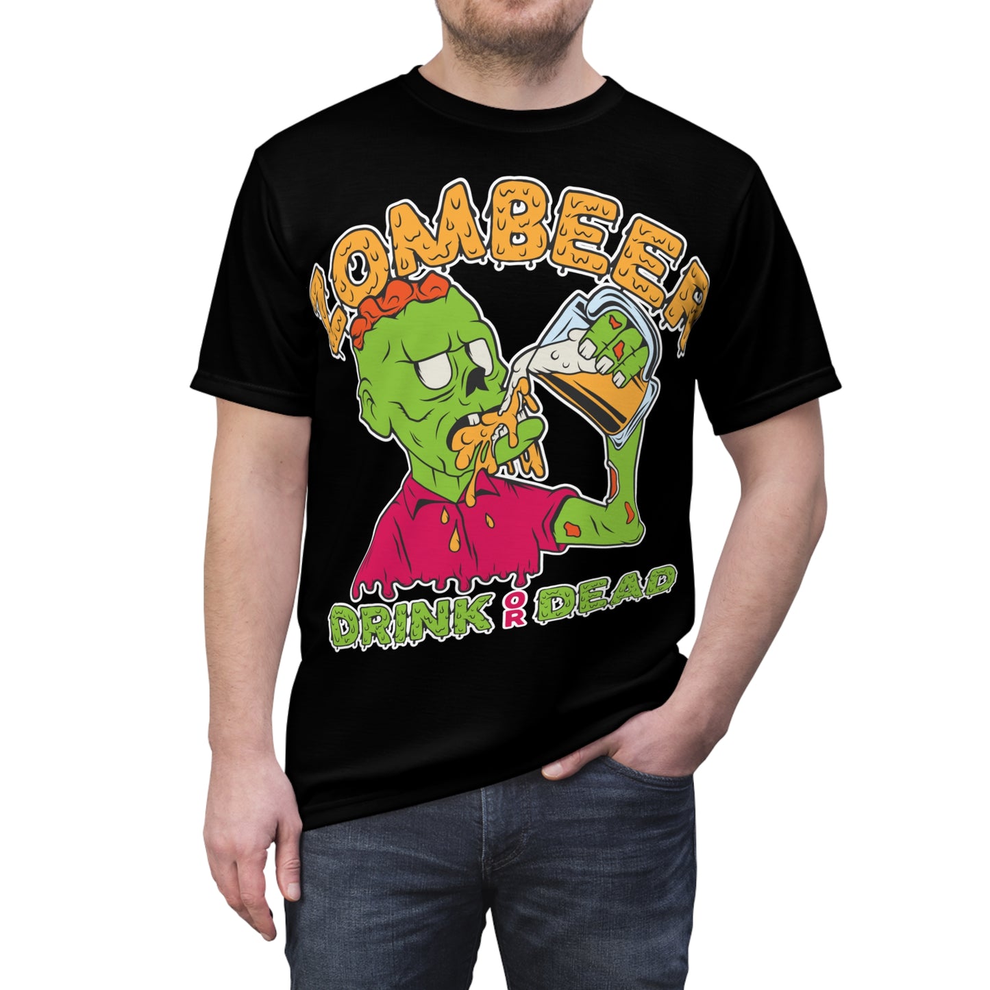 Zombear Drink or Dead Unisex Tee - Fun Halloween Graphic Tee for Party Lovers