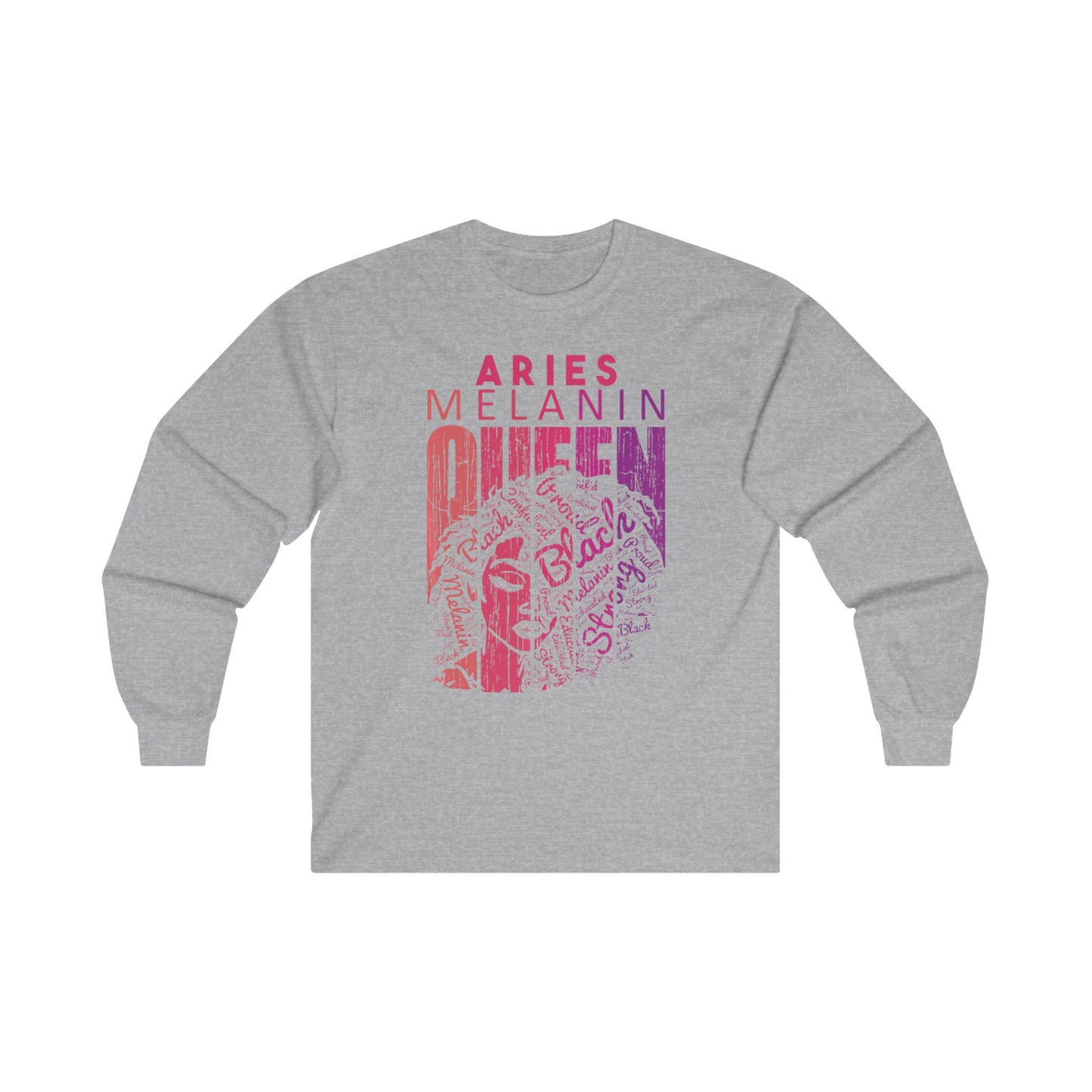 Aries Melanin Queen Long Sleeve Tee - Unisex Ultra Cotton Shirt