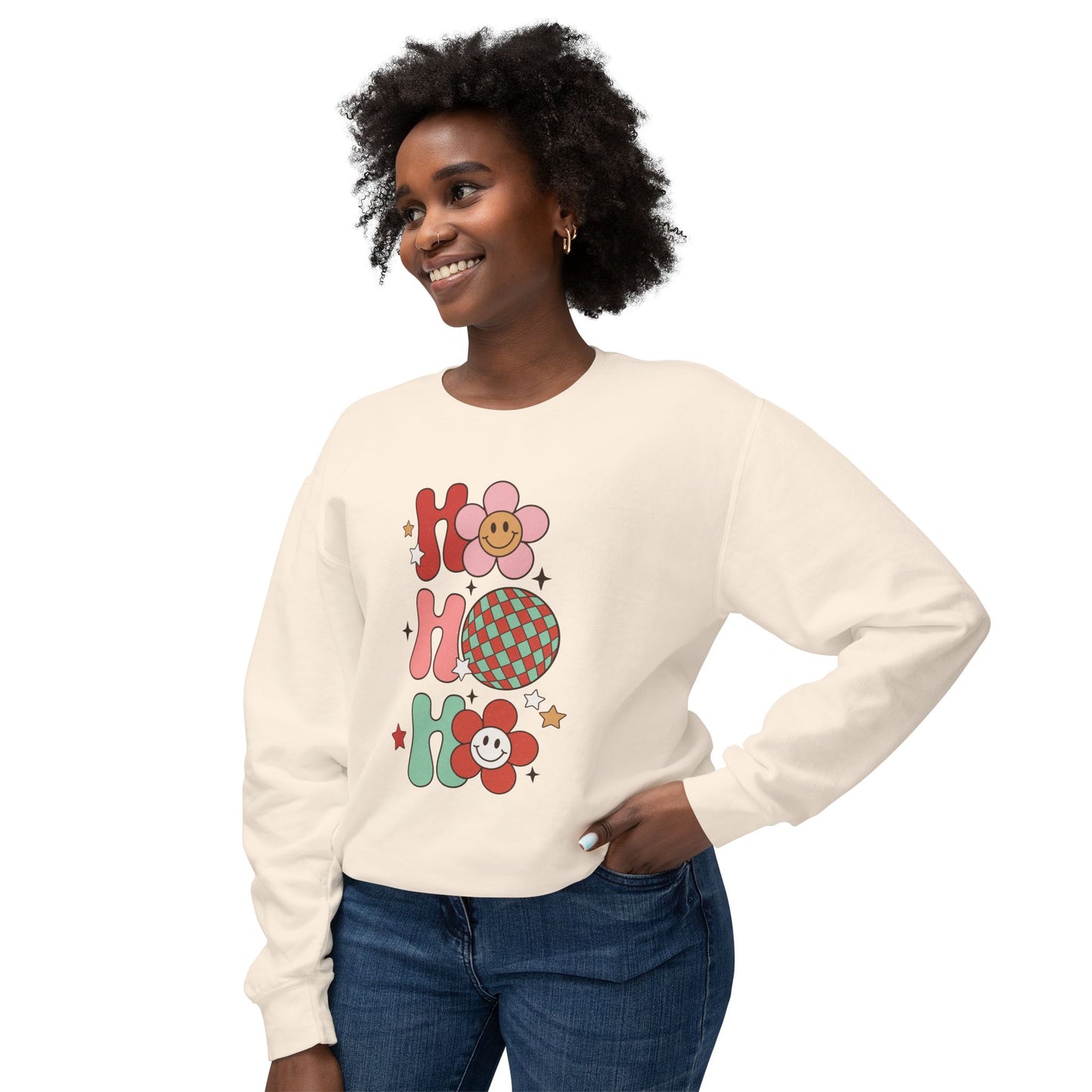 Festive Unisex Crewneck Sweatshirt - 'Ho Ho Ho' & 'Holly Jolly Babe' Design
