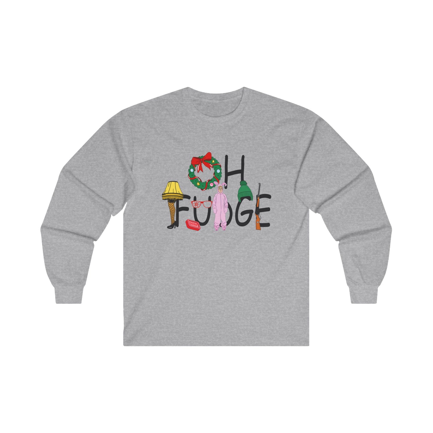 Funny Holiday 'OH FUDGE' Unisex Long Sleeve Tee