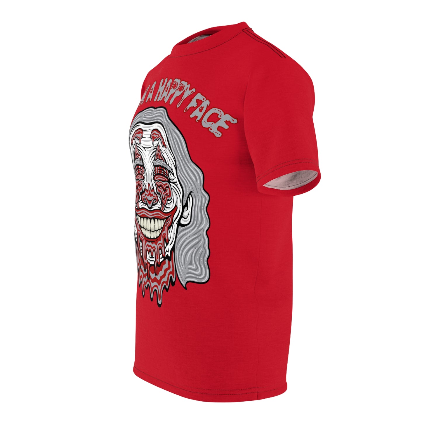 Unisex Graphic Tee - "Put on a Happy Face" Red Shirt for Bold Expressions