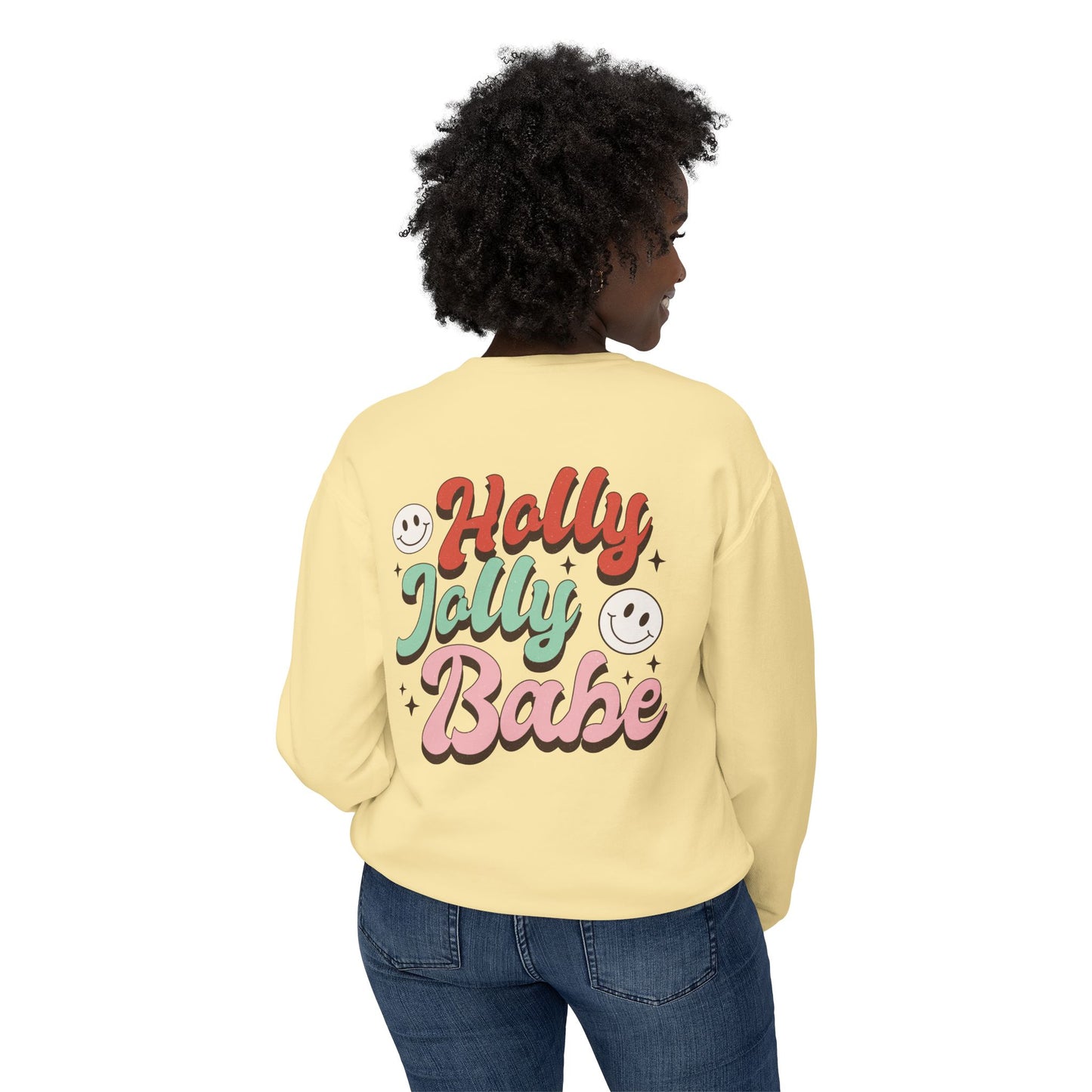Festive Unisex Crewneck Sweatshirt - 'Ho Ho Ho' & 'Holly Jolly Babe' Design