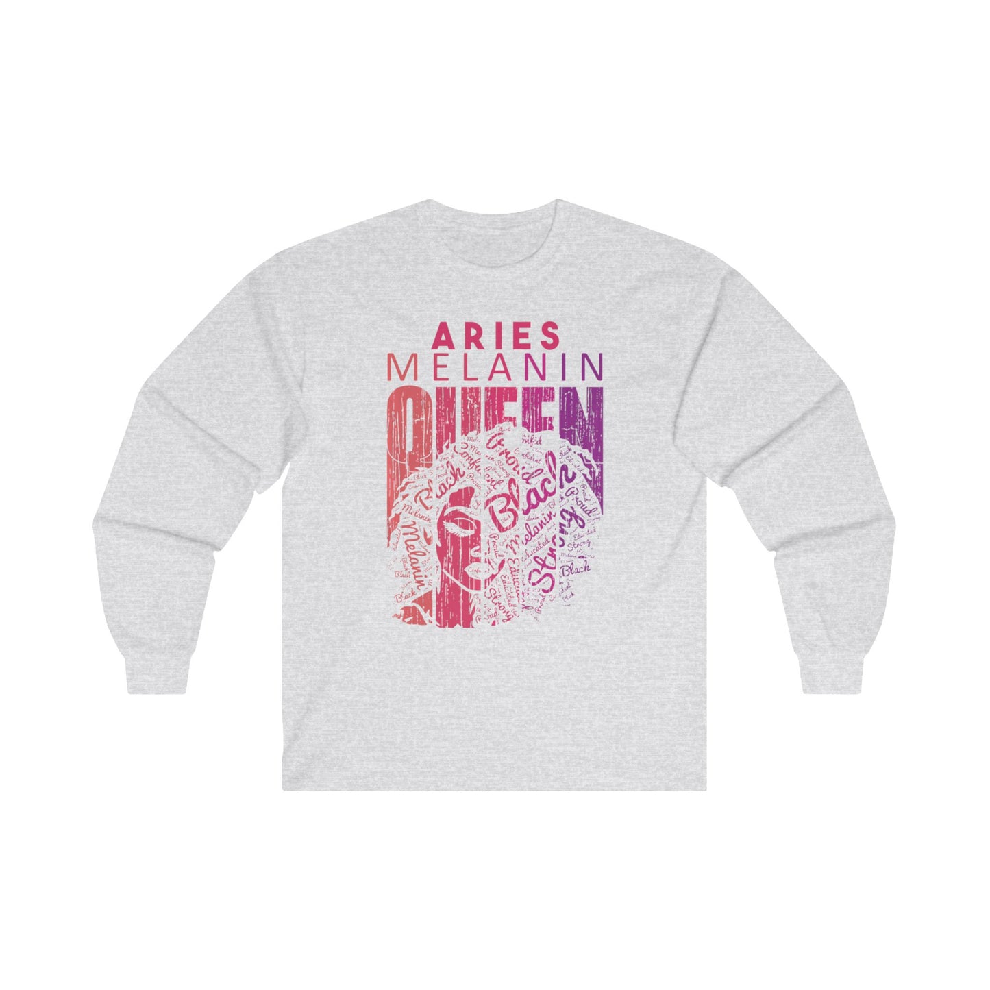 Aries Melanin Queen Long Sleeve Tee - Unisex Ultra Cotton Shirt