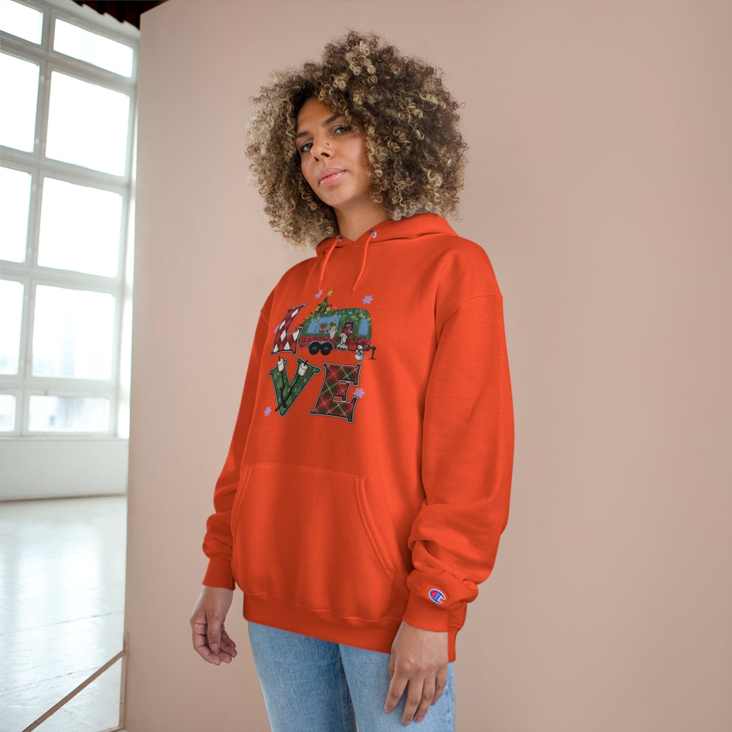 Festive Love Champion Hoodie - Christmas Truck Design
