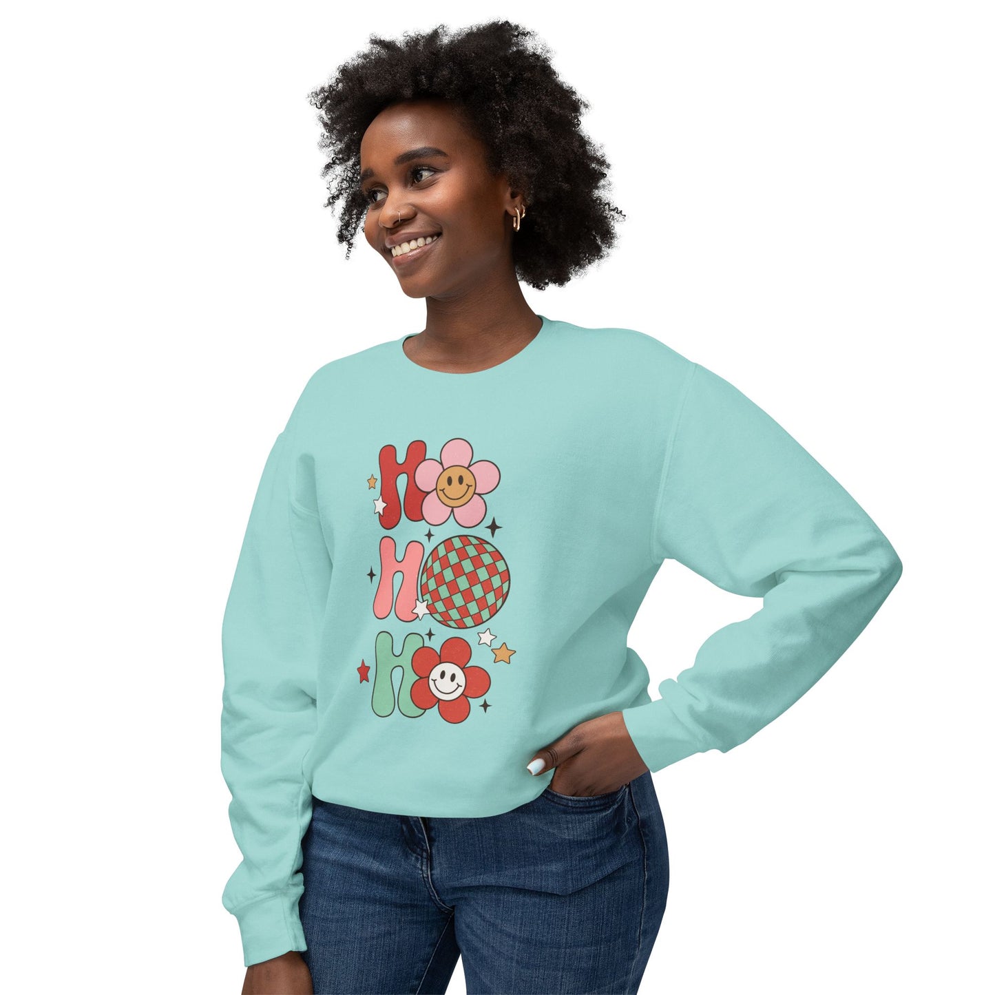 Festive Unisex Crewneck Sweatshirt - 'Ho Ho Ho' & 'Holly Jolly Babe' Design