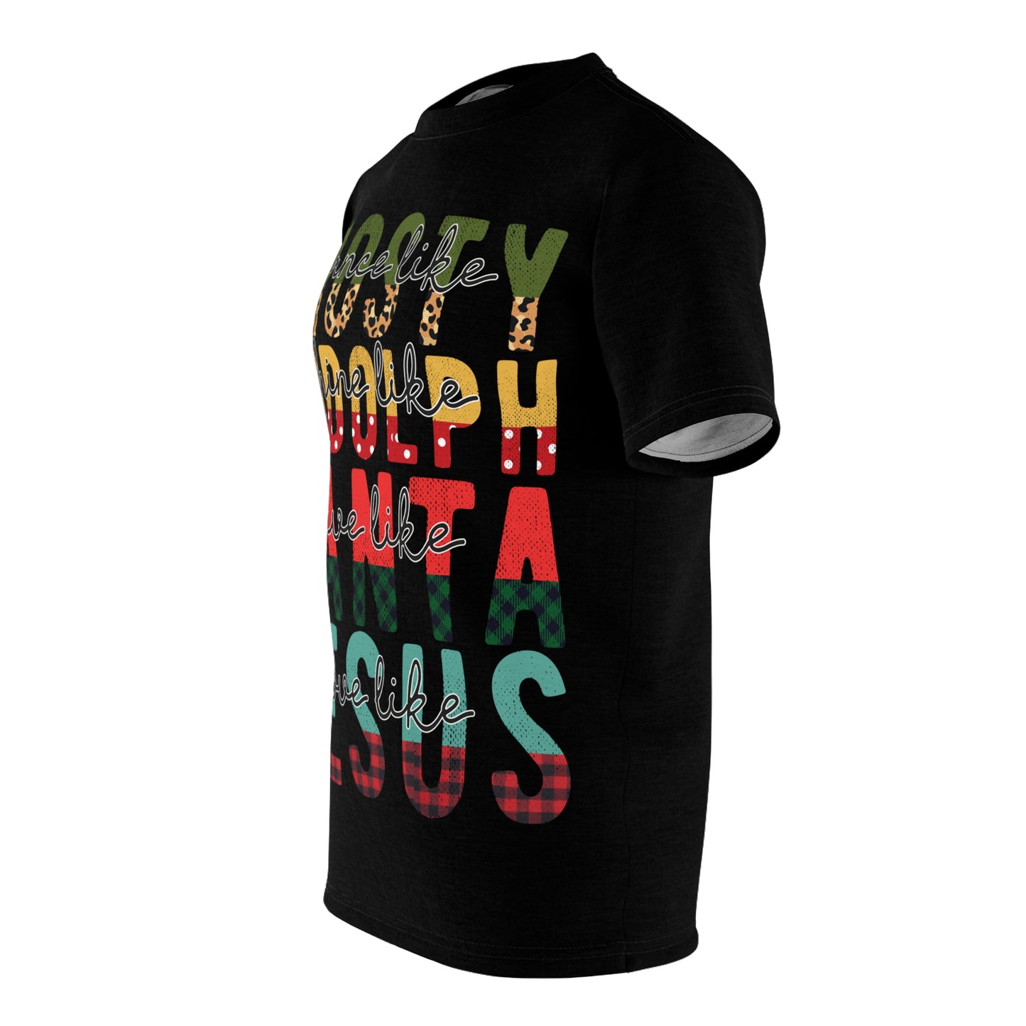Festive Unisex Cut & Sew Tee - Dance, Rude, Love & Jesus Christmas Shirt