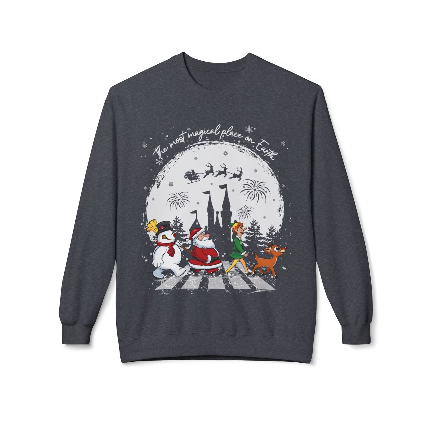 "A Very Magical Place on Earth" Holiday Crewneck Sweatshirt - Unisex Midweight Fleece