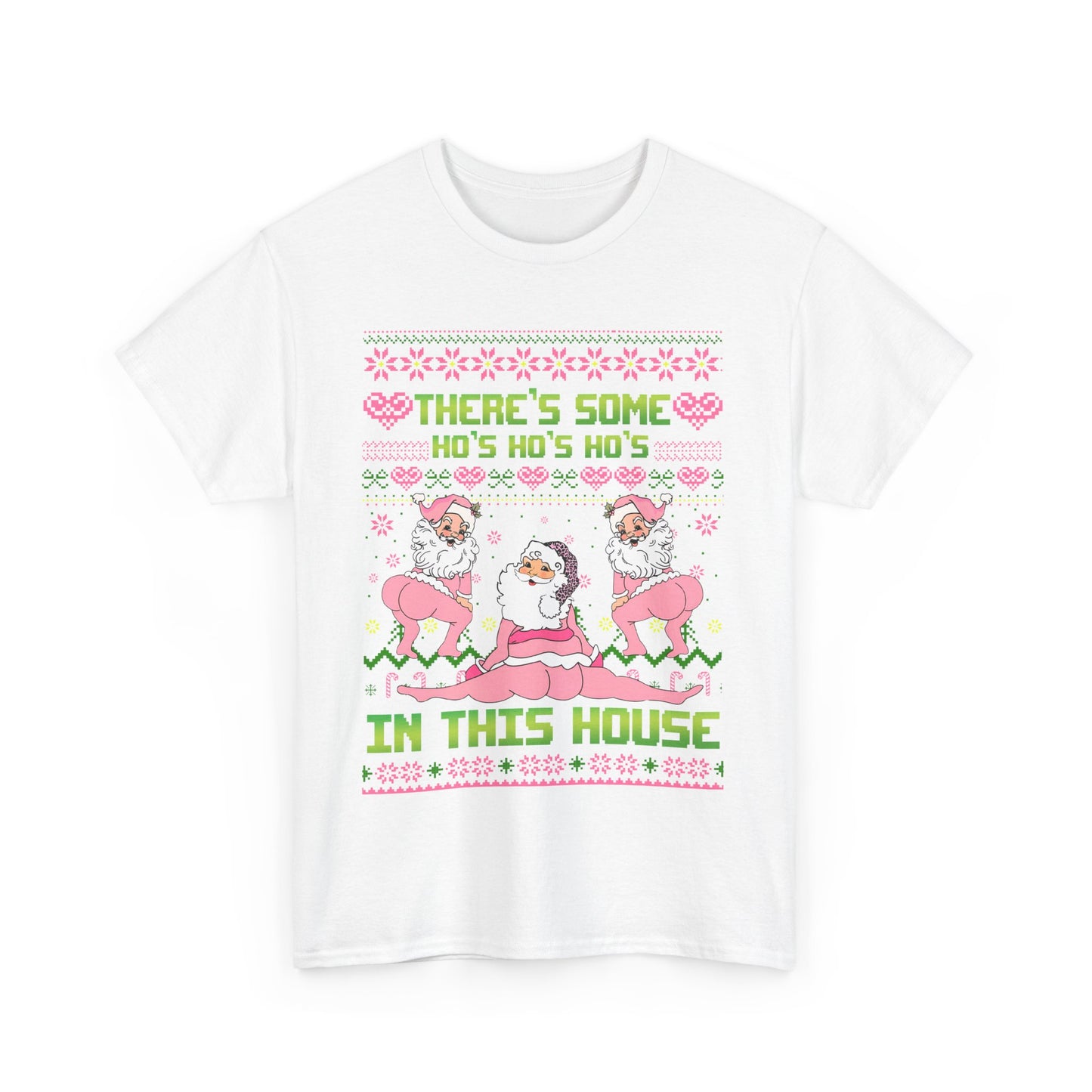Funny Christmas Unisex Heavy Cotton Tee - "There's Some Ho's Ho's Ho's in This House"