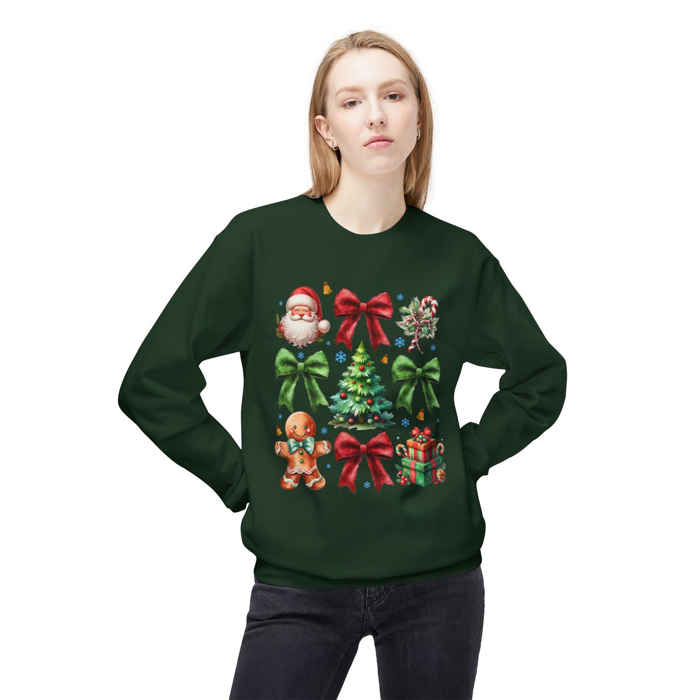 Festive Fleece Crewneck Sweatshirt - Christmas Cheer Design