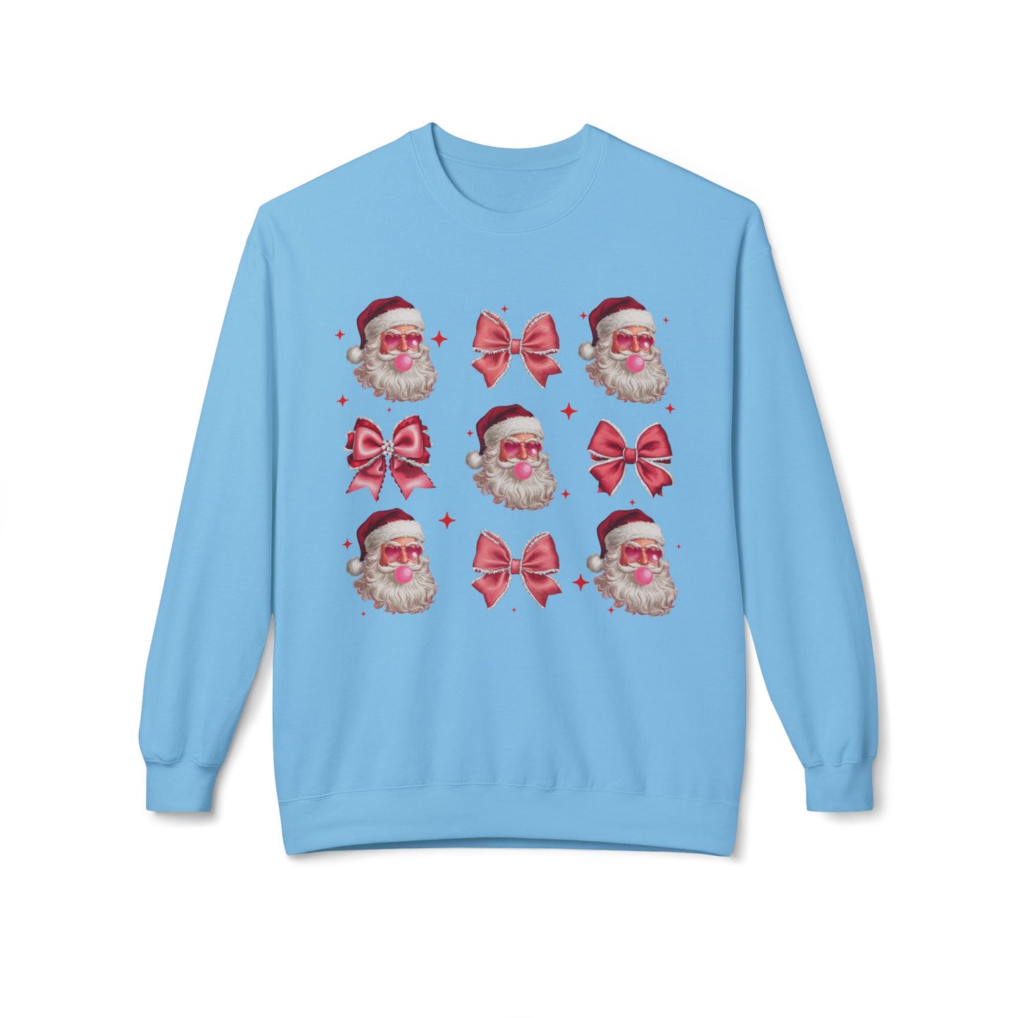 Festive Santa Sweatshirt with Bows – Cozy Holiday Crewneck