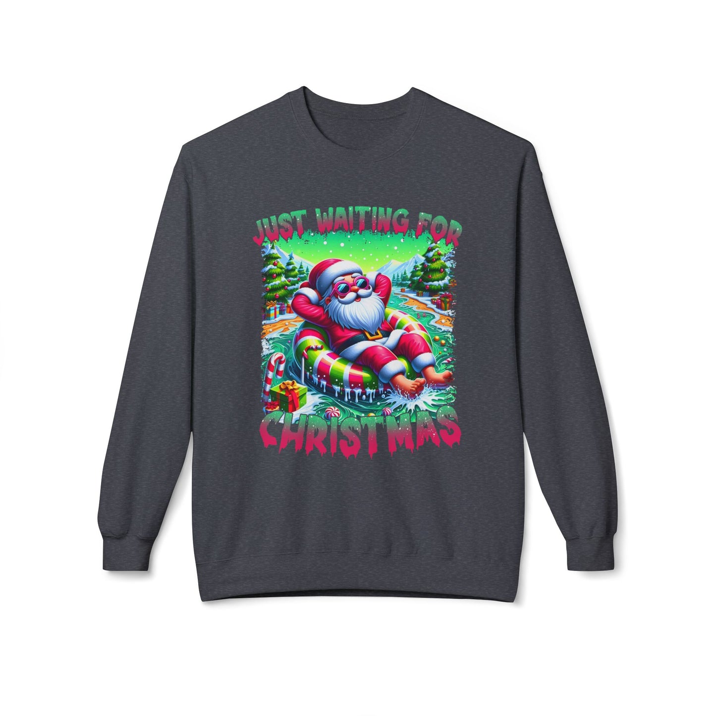 Just Waiting For Christmas Midweight Softstyle Fleece Crewneck Sweatshirt