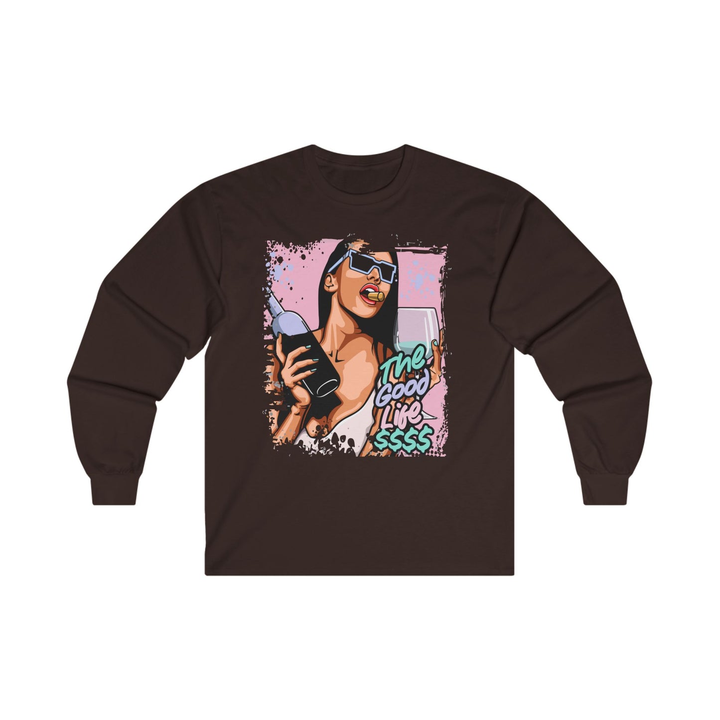 The Good Life Unisex Long Sleeve Tee - Fun Red Graphic Shirt