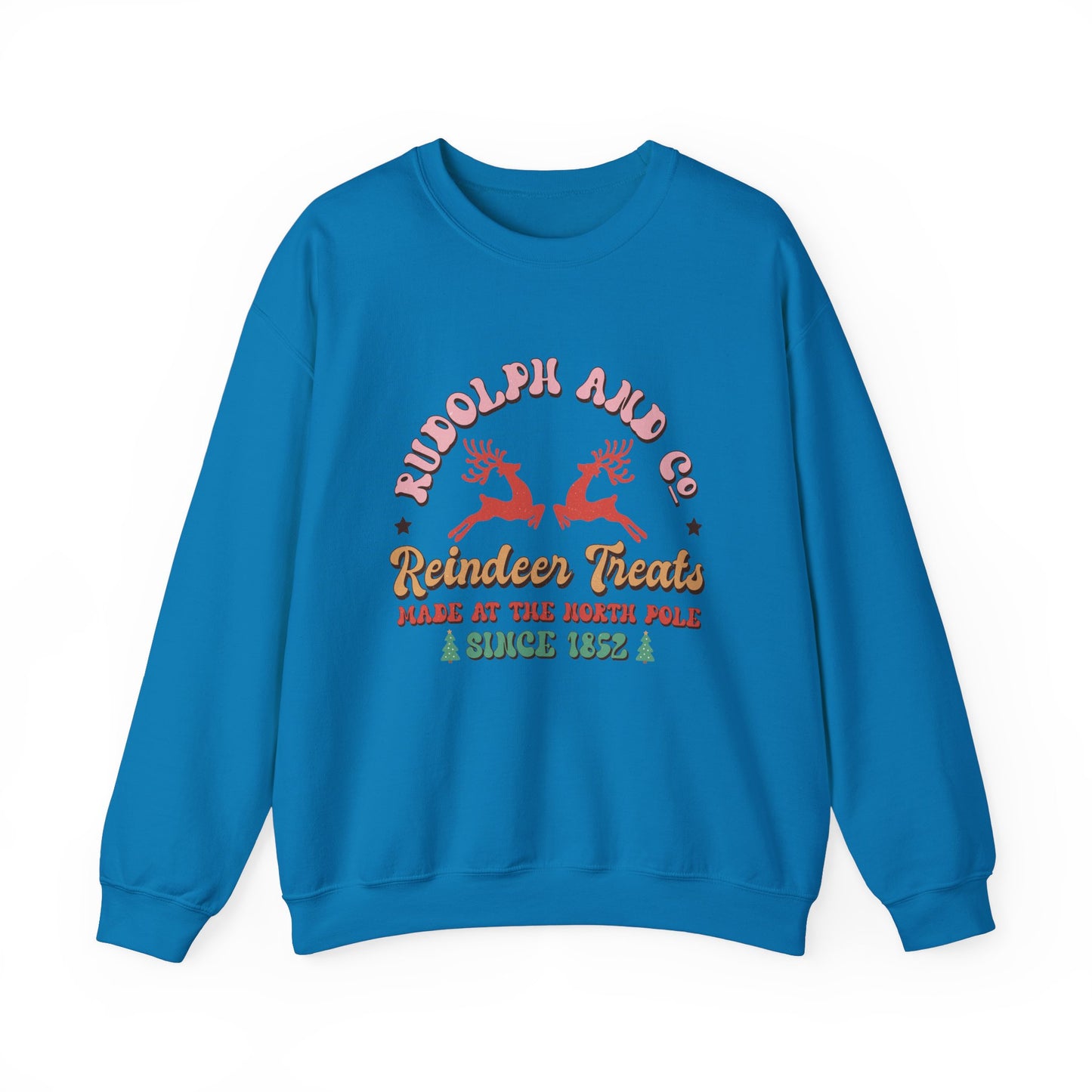 Christmas Crewneck Sweatshirt - Rudolph & Santa's Reindeer Treats Design