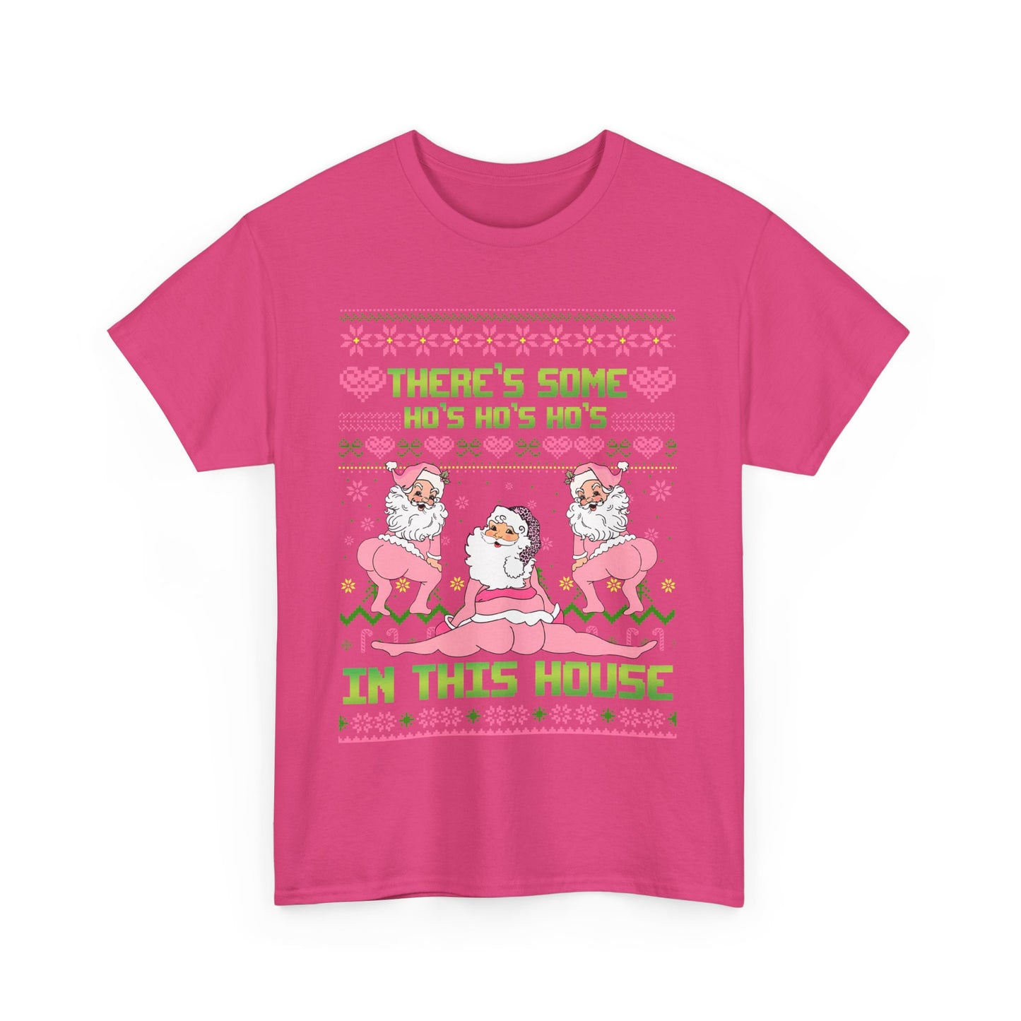 Funny Christmas Unisex Heavy Cotton Tee - "There's Some Ho's Ho's Ho's in This House"
