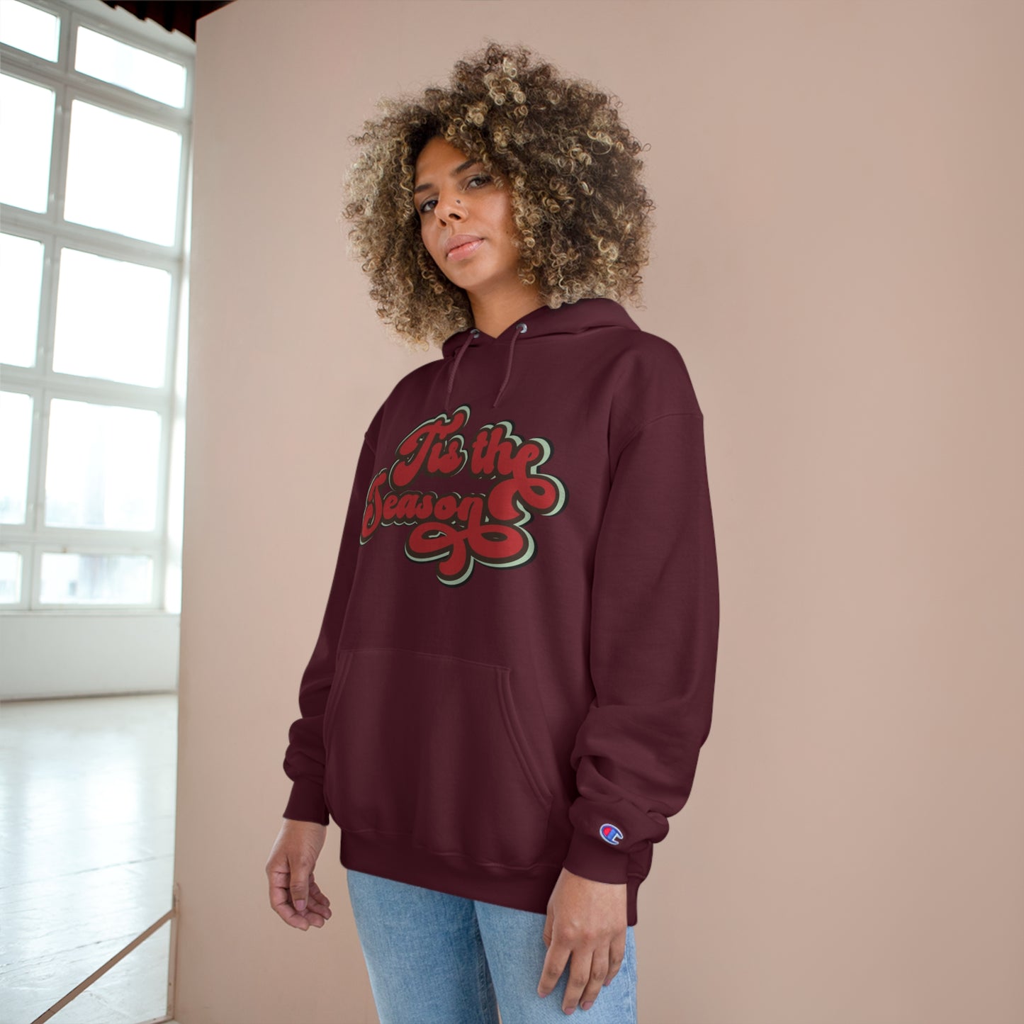 Festive Champion Hoodie - 'Tis the Season Christmas Sweatshirt