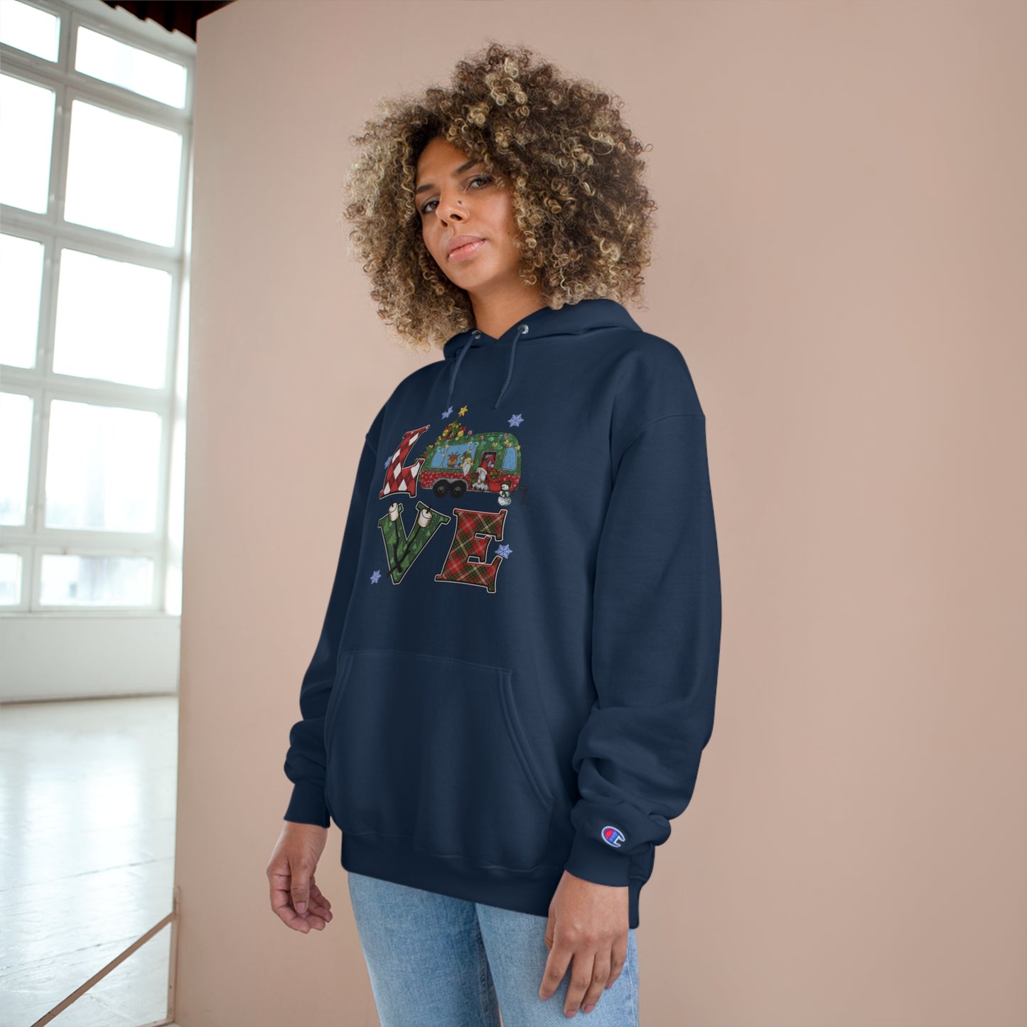 Festive Love Champion Hoodie - Christmas Truck Design
