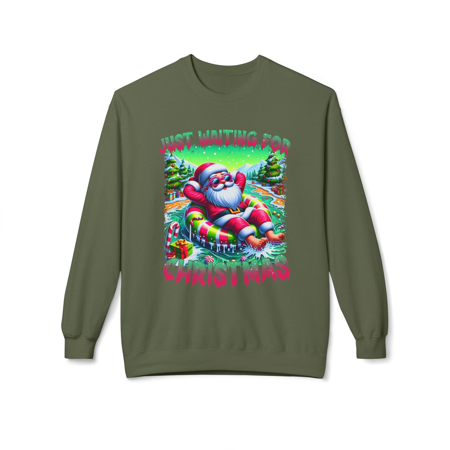 Just Waiting For Christmas Midweight Softstyle Fleece Crewneck Sweatshirt