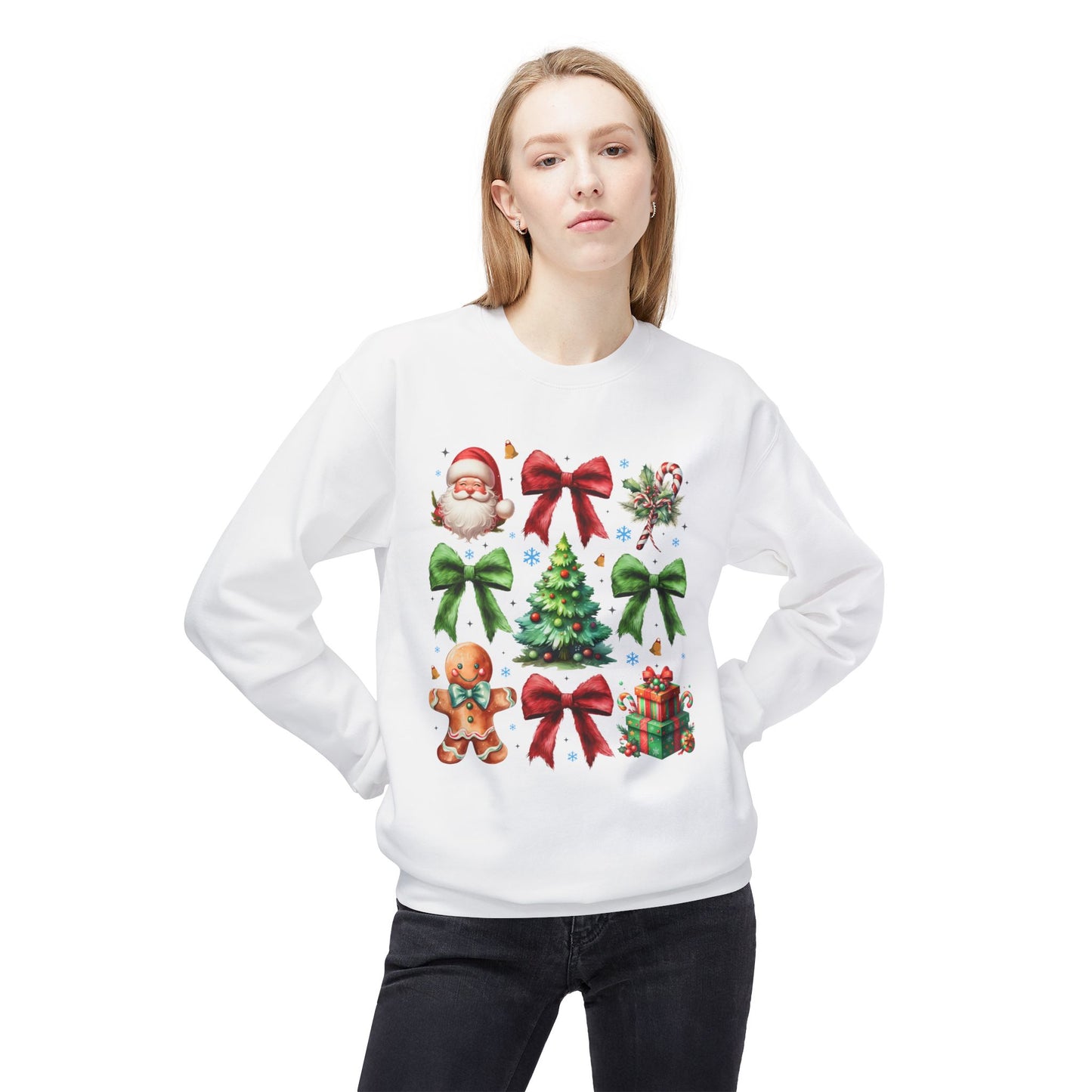 Festive Fleece Crewneck Sweatshirt - Christmas Cheer Design