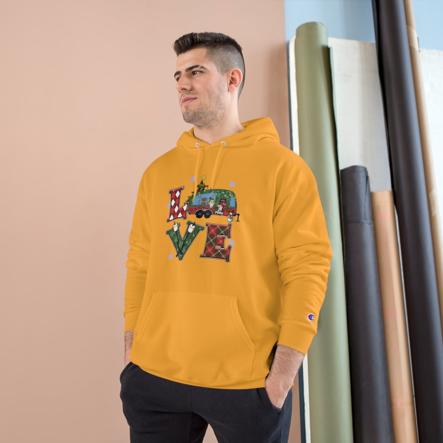 Festive Love Champion Hoodie - Christmas Truck Design