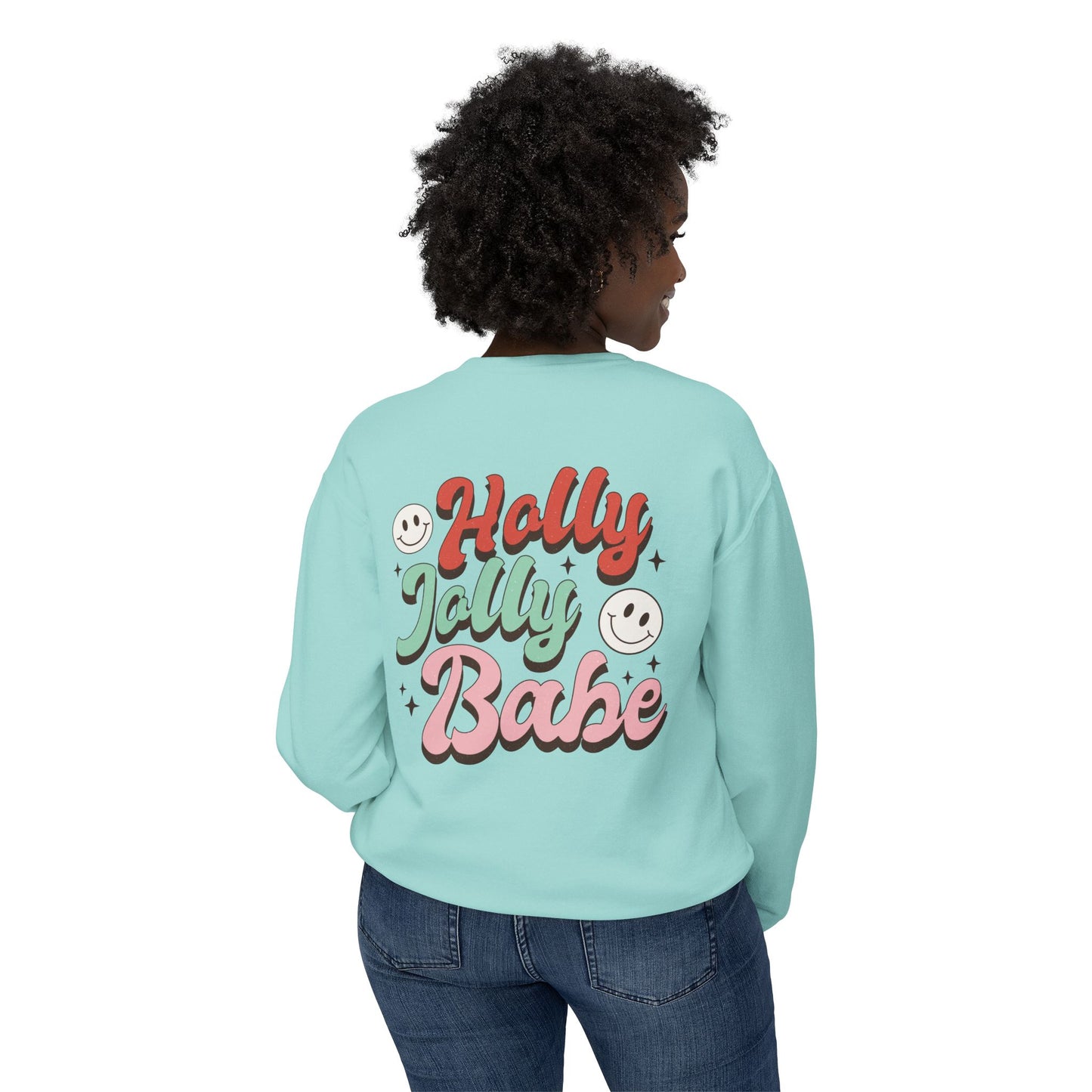 Festive Unisex Crewneck Sweatshirt - 'Ho Ho Ho' & 'Holly Jolly Babe' Design
