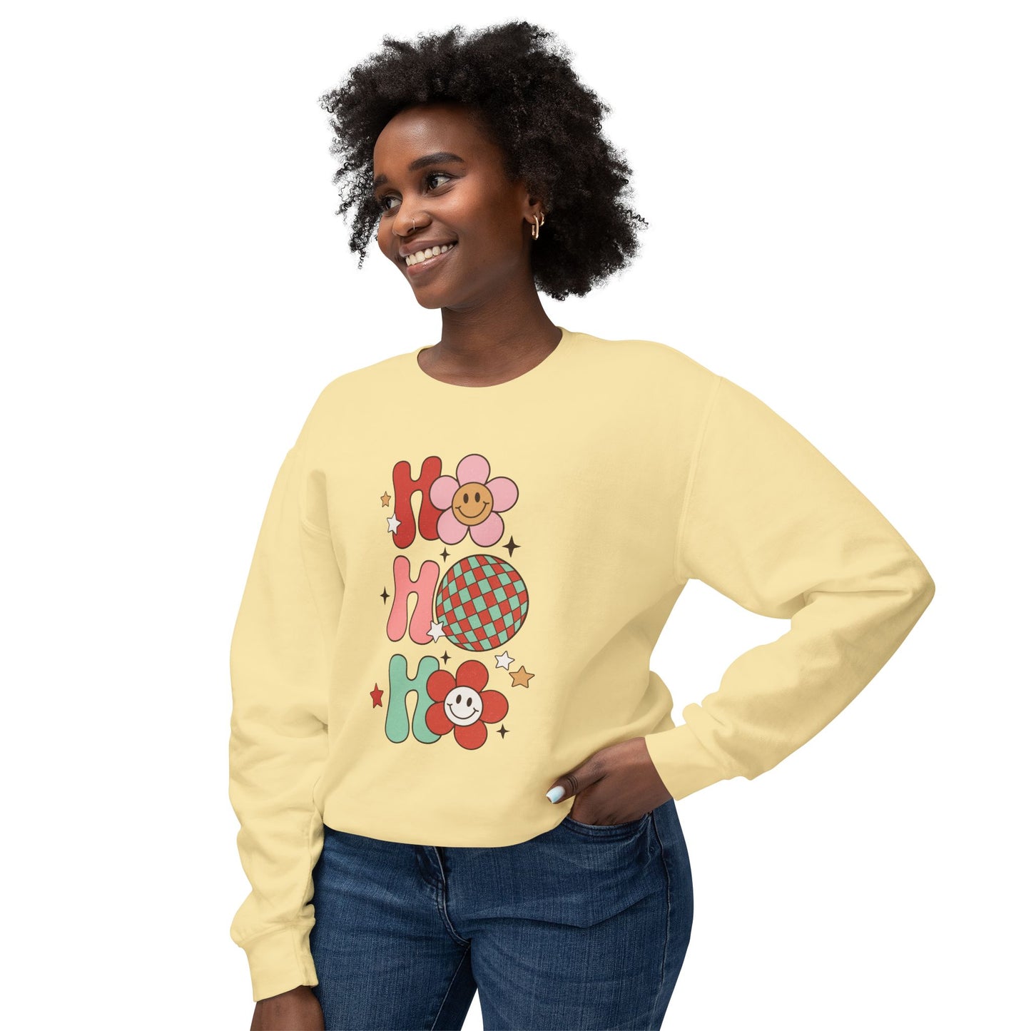 Festive Unisex Crewneck Sweatshirt - 'Ho Ho Ho' & 'Holly Jolly Babe' Design