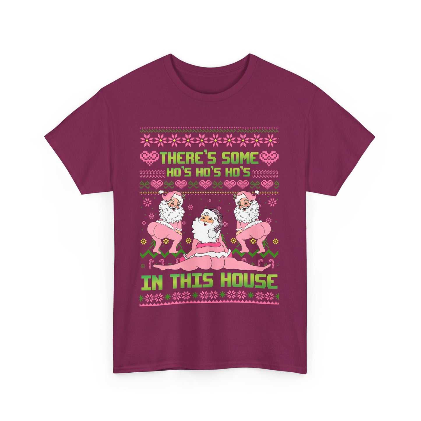 Funny Christmas Unisex Heavy Cotton Tee - "There's Some Ho's Ho's Ho's in This House"