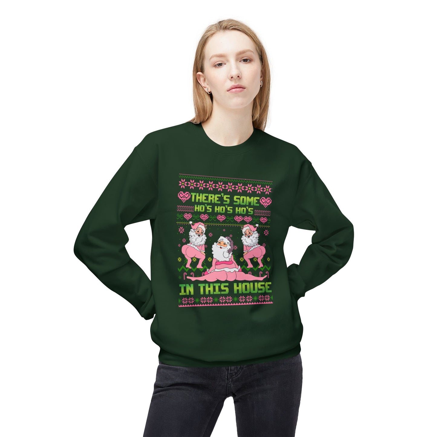 There's Some Ho Ho Ho's In This House Unisex MidWeight Softstyle Fleece Crewneck Sweatshirt