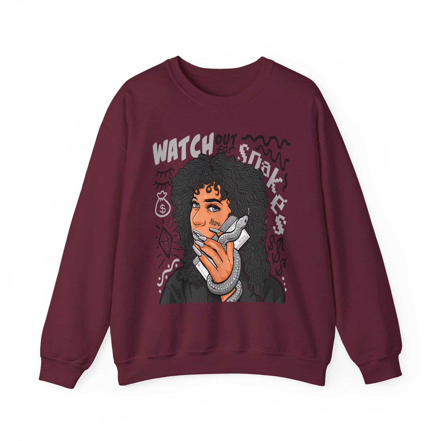 Watch Out for Snakes Crewneck Sweatshirt - Bold Graphic Design