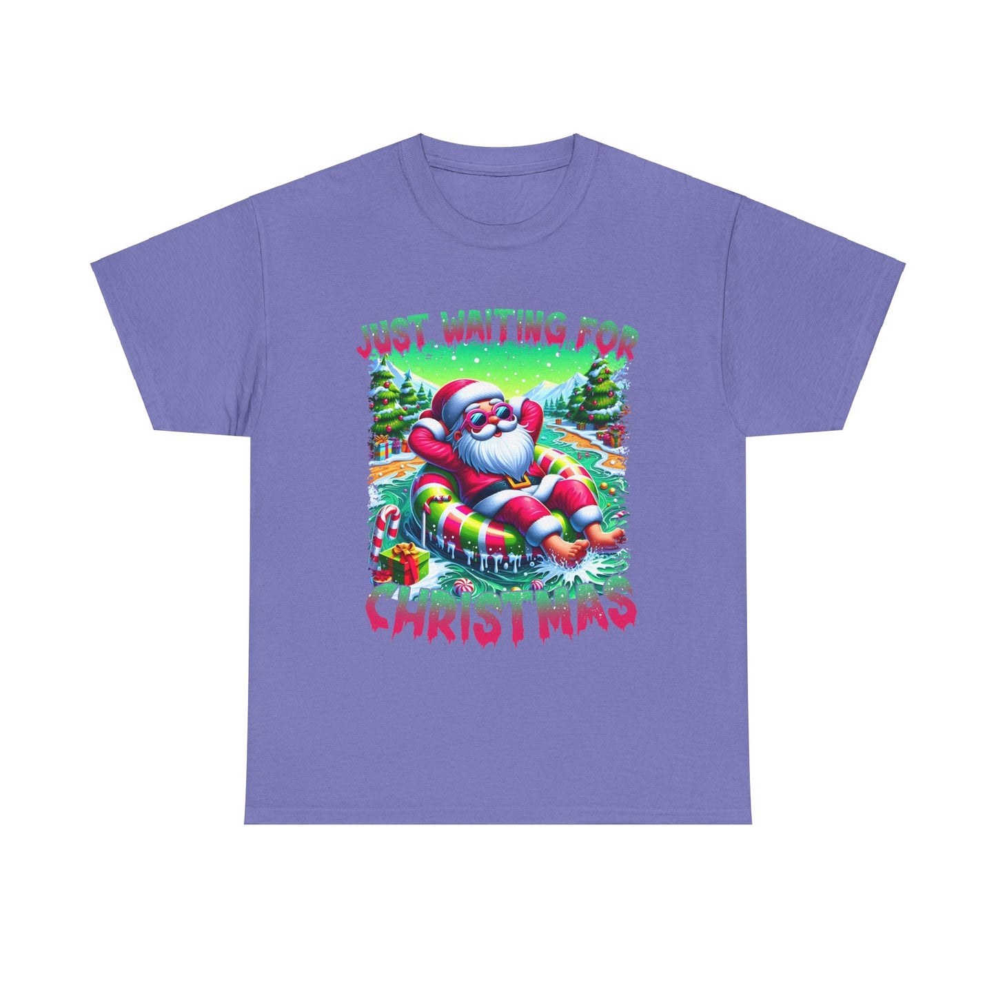 Unisex Heavy Cotton Tee - Just Waiting for Christmas Design